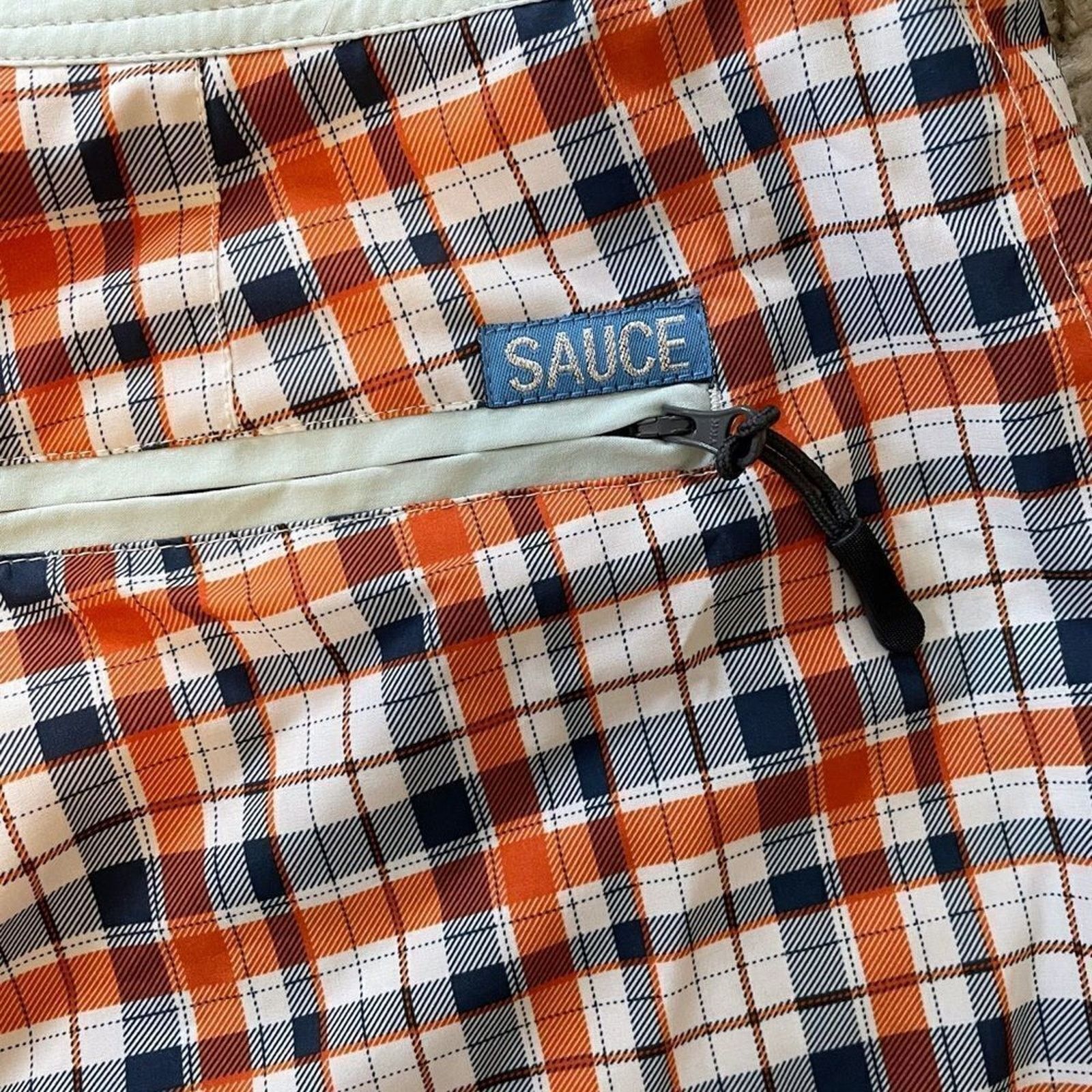 Other Sauce Mens Swim Board Shorts Trunks Blue Orange Plaid Size US 34 / EU 50 - 5 Thumbnail