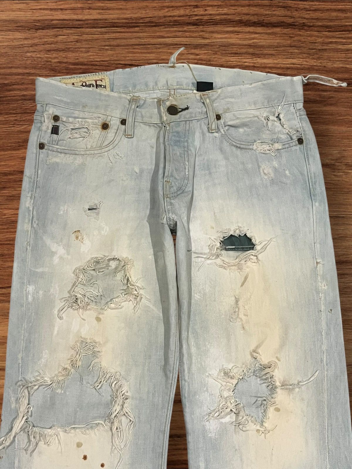 Abercrombie & Fitch × Hysteric Glamour ⚡️Trashed⚡️Abercrombie & Fitch Distressed Blue Faded Jeans Size US 30 / EU 46 - 4 Thumbnail