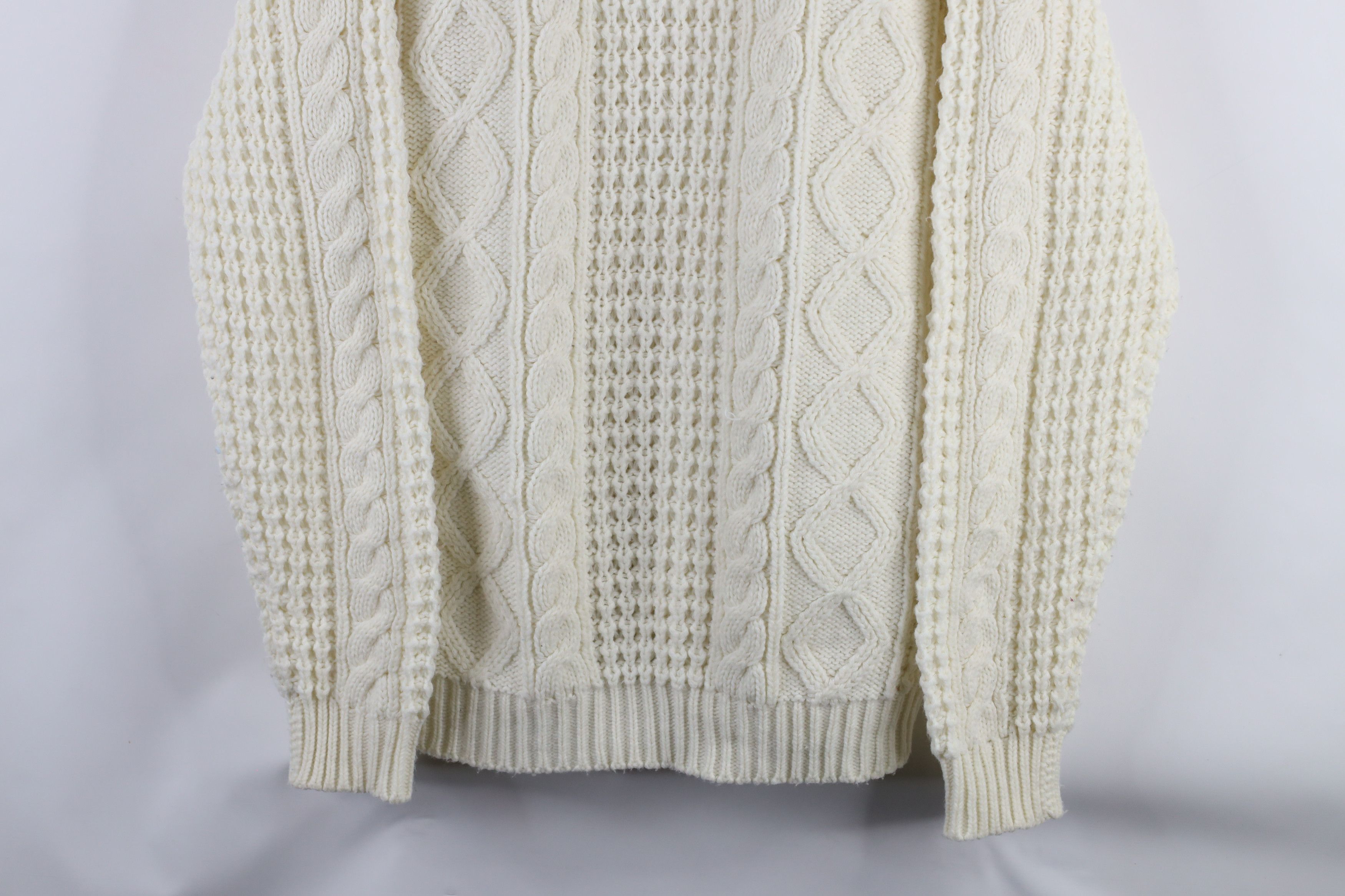 Vintage Vintage 70s Streetwear Knit Fisherman Sweater Cream Acrylic Size US XL / EU 56 / 4 - 3 Thumbnail