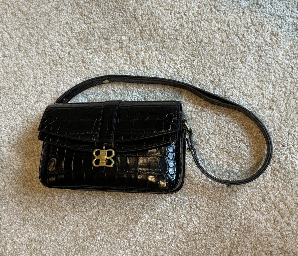 Balenciaga Lady Flap Small Shoulder Bag Black Crocodile Calfskin Size ONE SIZE - 2 Thumbnail