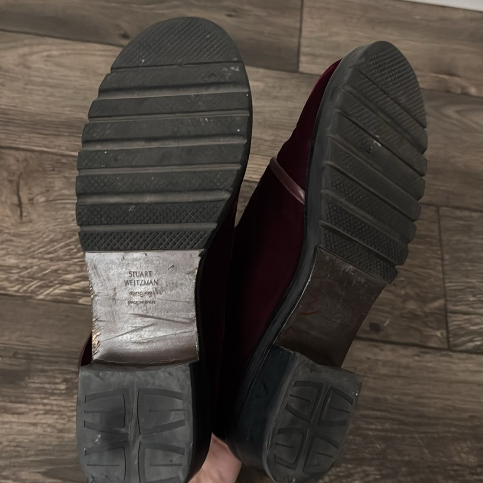 Stuart Weitzman Stuart Weitzman 10 Metermaid Burgundy Velvet Combat Boots Size US 10 / IT 40 - 10 Thumbnail