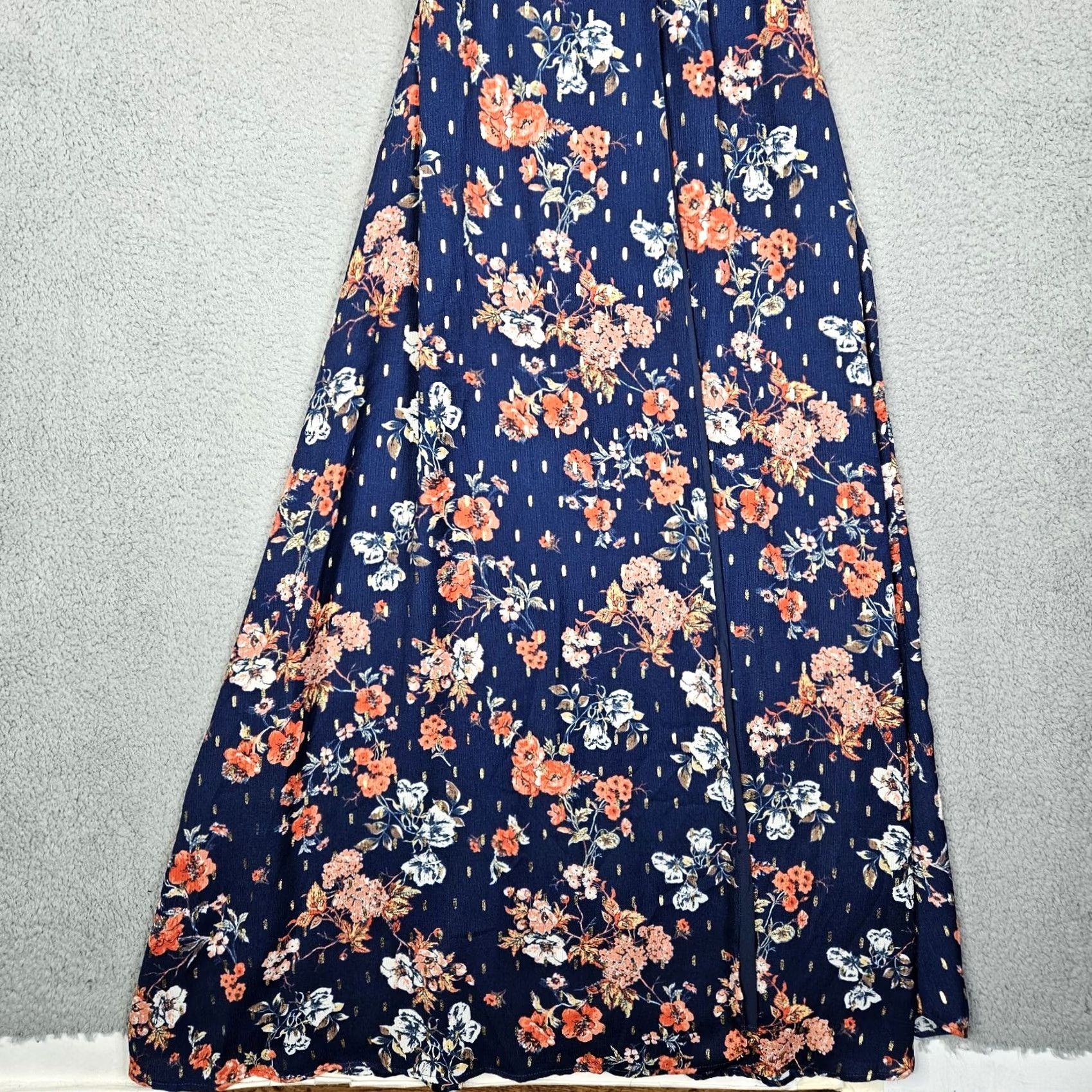 Lulus Lulu's Divine Days Navy Blue Floral Printed Wrap Maxi Women's Dress XS Size XS / US 0-2 / IT 36-38 - 5 Thumbnail