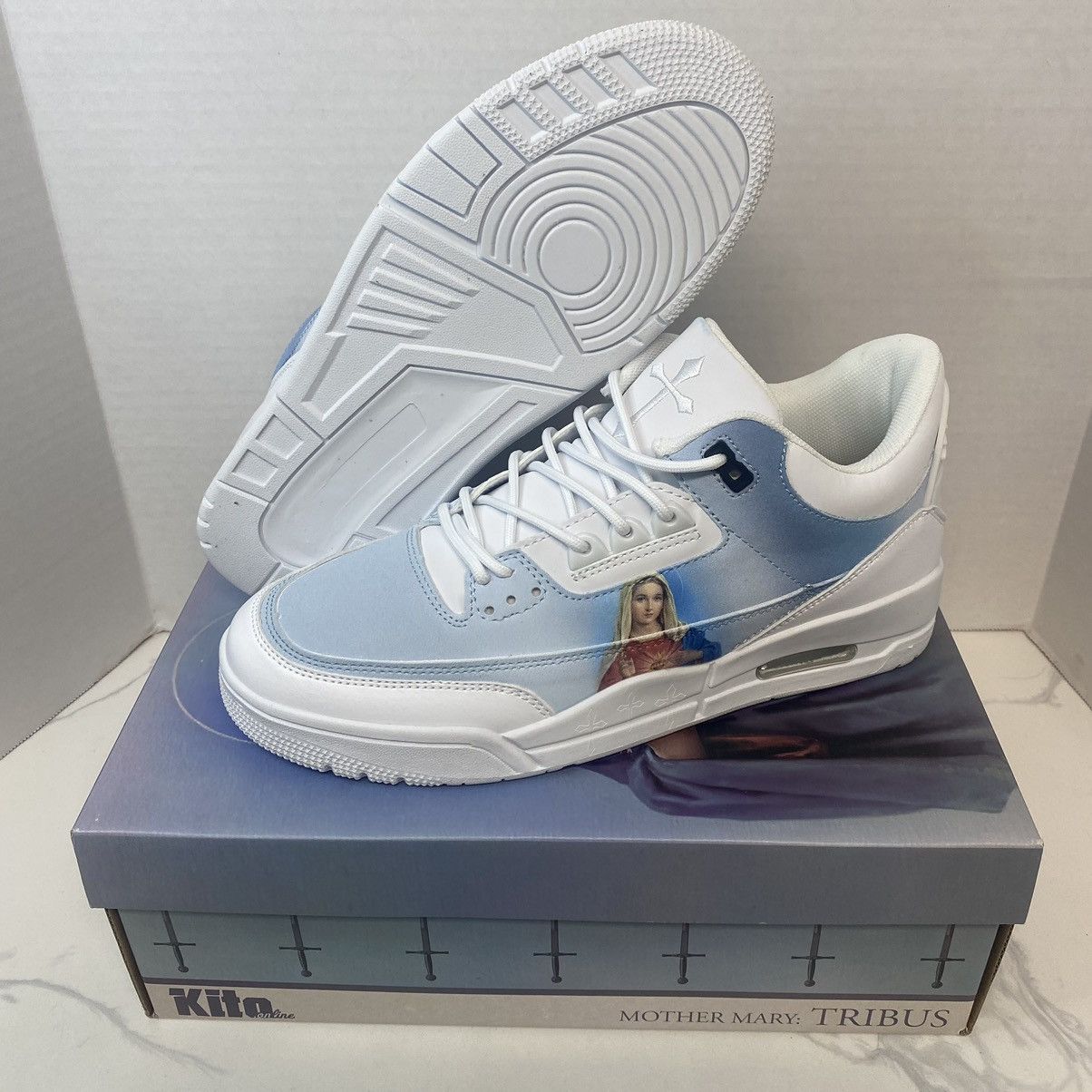 Kitowares Kito Wares Jordan 3 Style Mother Mary Tribute Mens Size 9 Size US 9 / EU 42 - 1 Thumbnail