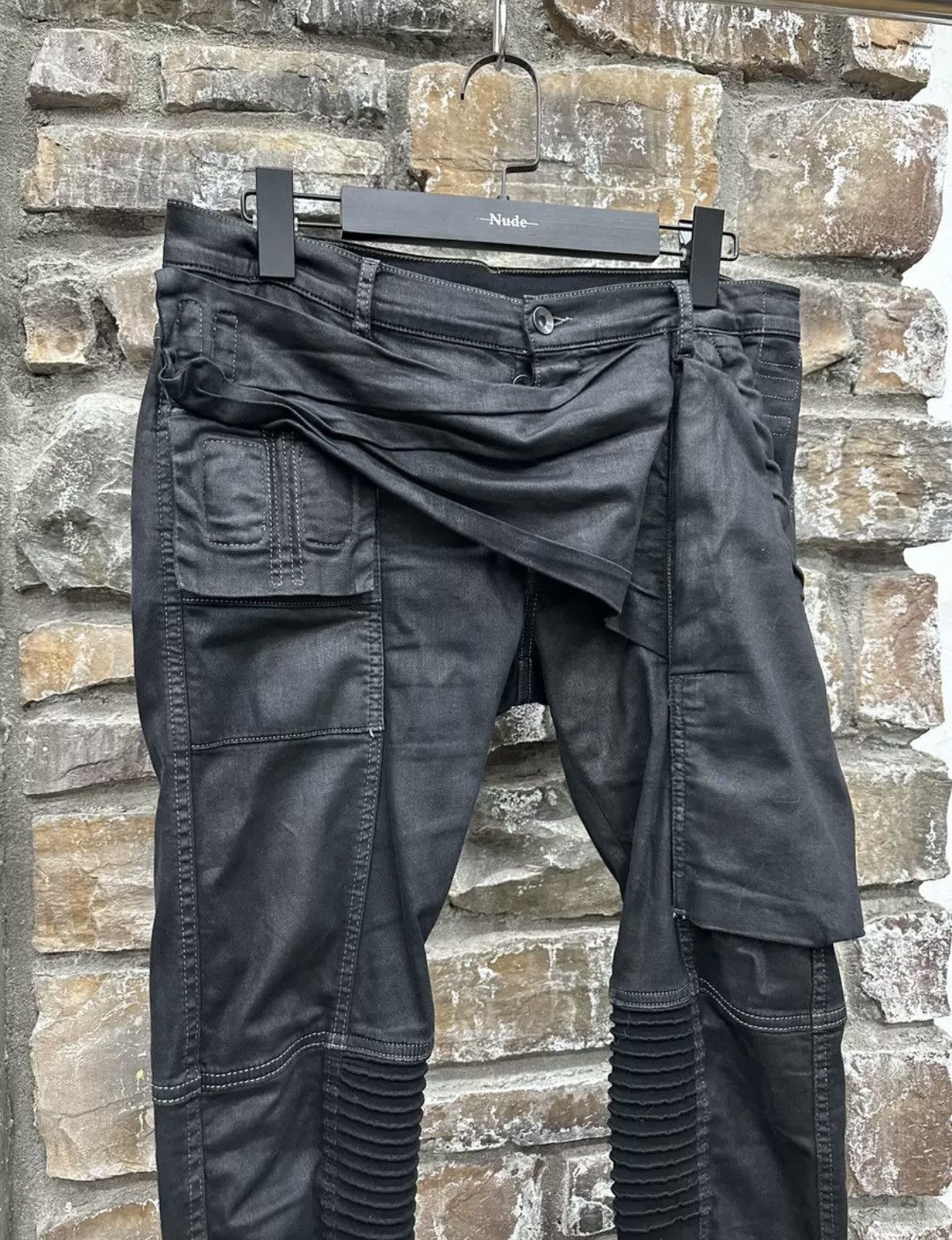 Rick Owens Rick Owens brush wax biker pants Size US 31 - 2 Thumbnail