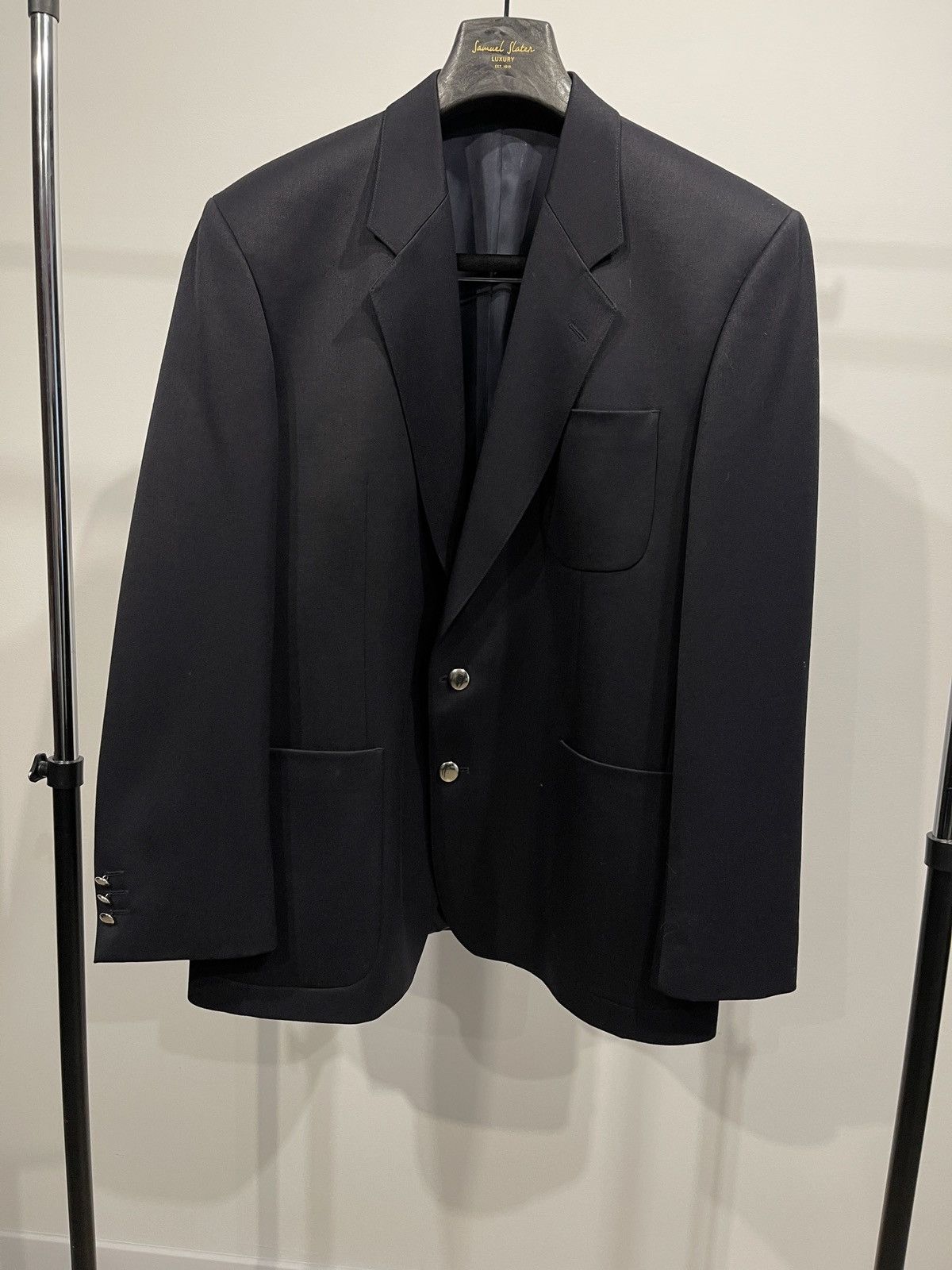 Vintage Thomas Deas black Wool Blend Blazer classic jacket 42R Size 42R - 2 Thumbnail
