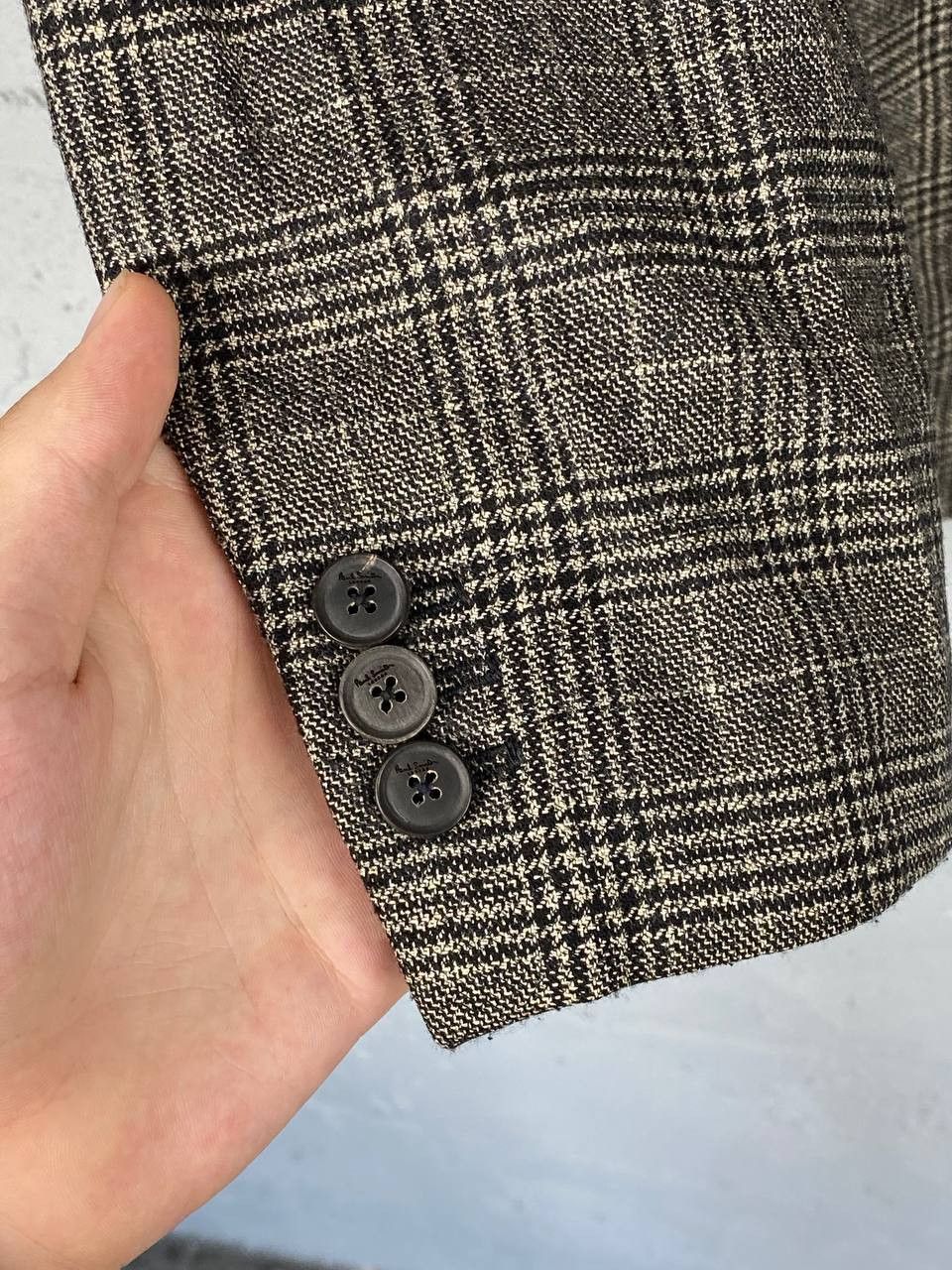 Paul Smith × Vintage Paul Smith The Byard Knitted Check Cotton Wool Blazer Size US L / EU 52-54 / 3 - 7 Thumbnail