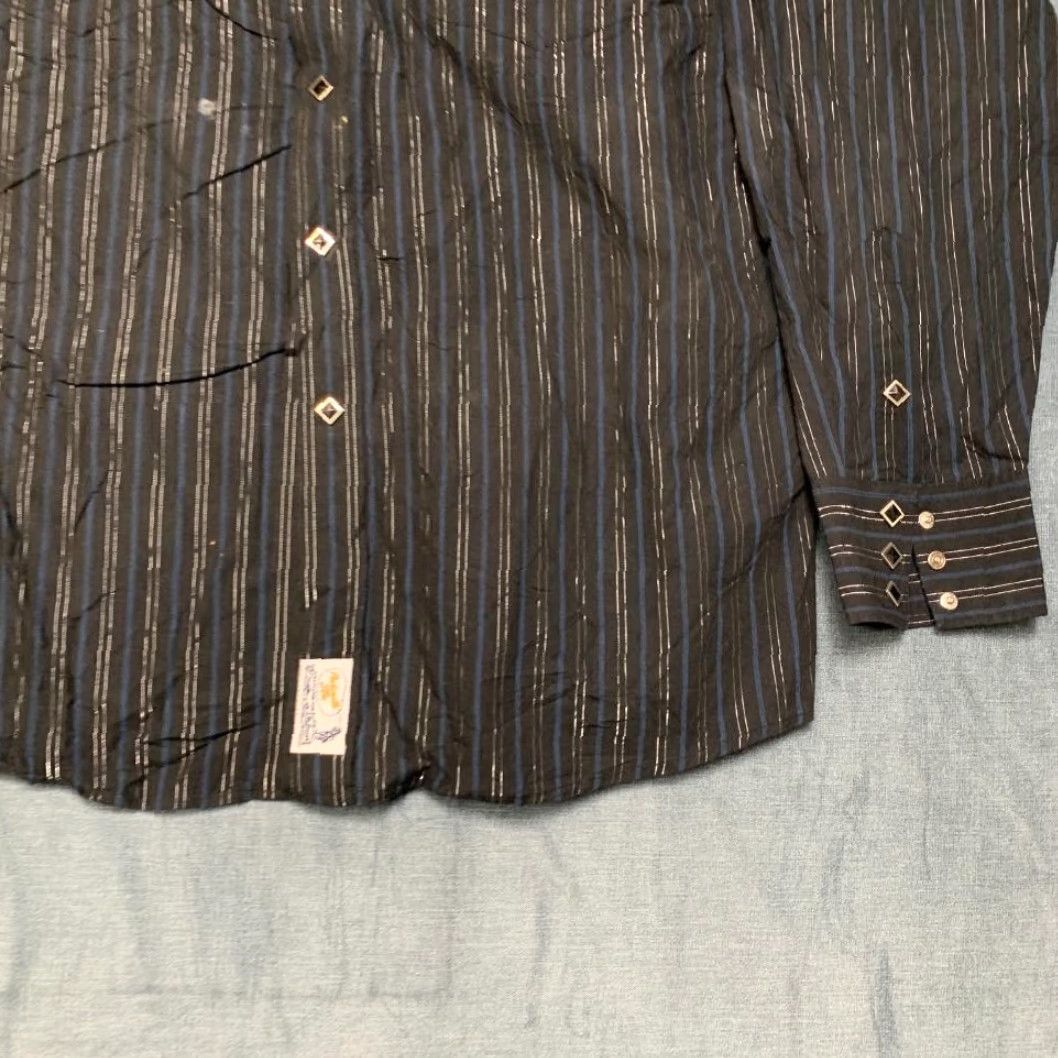 Vintage Panhandle Slim Western Shirt Men XL Black Striped Cotton Cowboy Rodeo Snap Front Size US XL / EU 56 / 4 - 2 Thumbnail