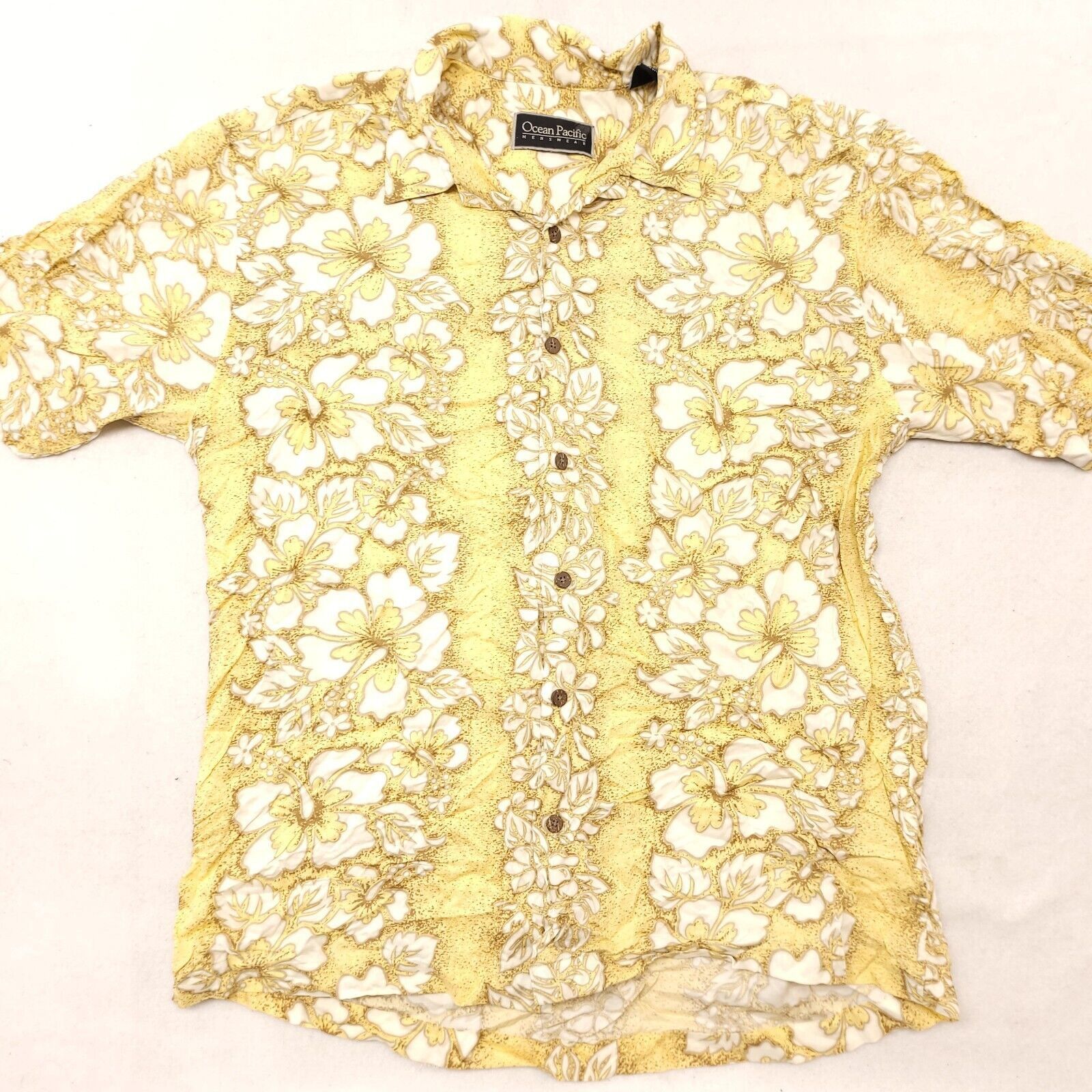 Ocean Pacific Ocean Pacific Button Up Shirt Adult Mens Size Large L Yellow Size US L / EU 52-54 / 3 - 2 Thumbnail