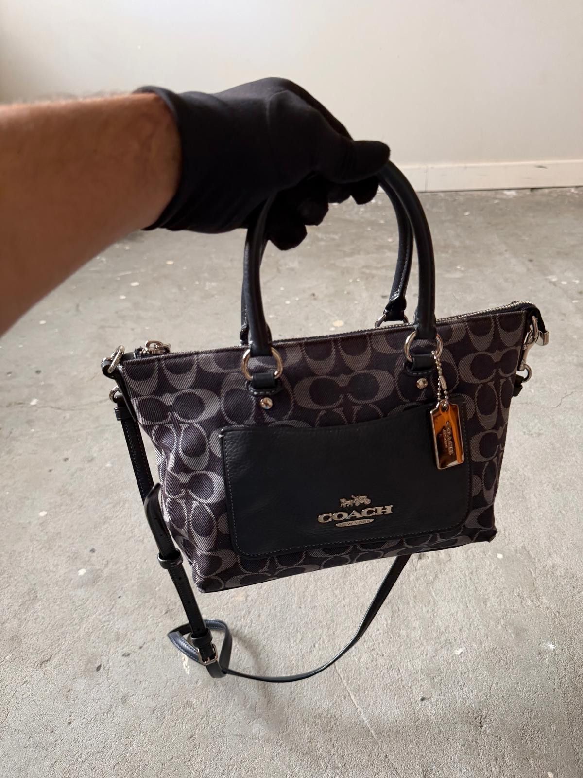 Coach Coach 2Way Signature Mini Emma Denim Shoulder Bag Navy Size ONE SIZE - 5 Thumbnail