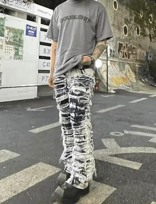 Vintage Opium Distressed Baggy Stack Jeans Size US 34 / EU 50 - 1 Thumbnail