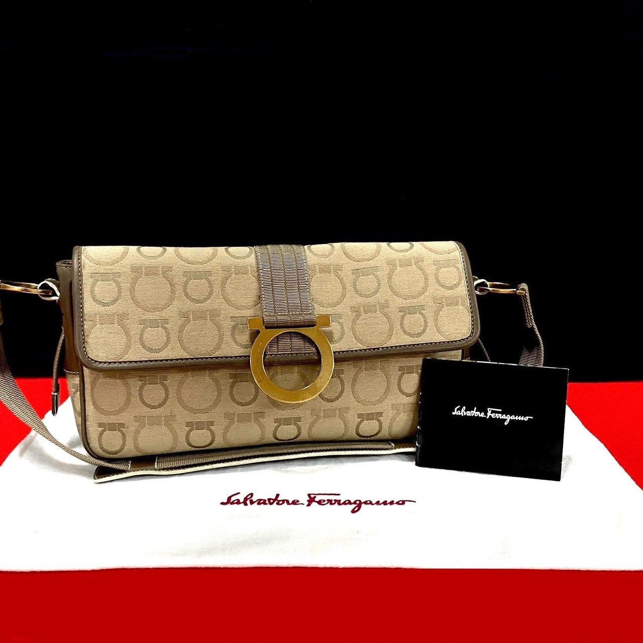 Salvatore Ferragamo Salvatore Ferragamo Shoulder Bag Brown Cotton Size ONE SIZE - 1 Thumbnail