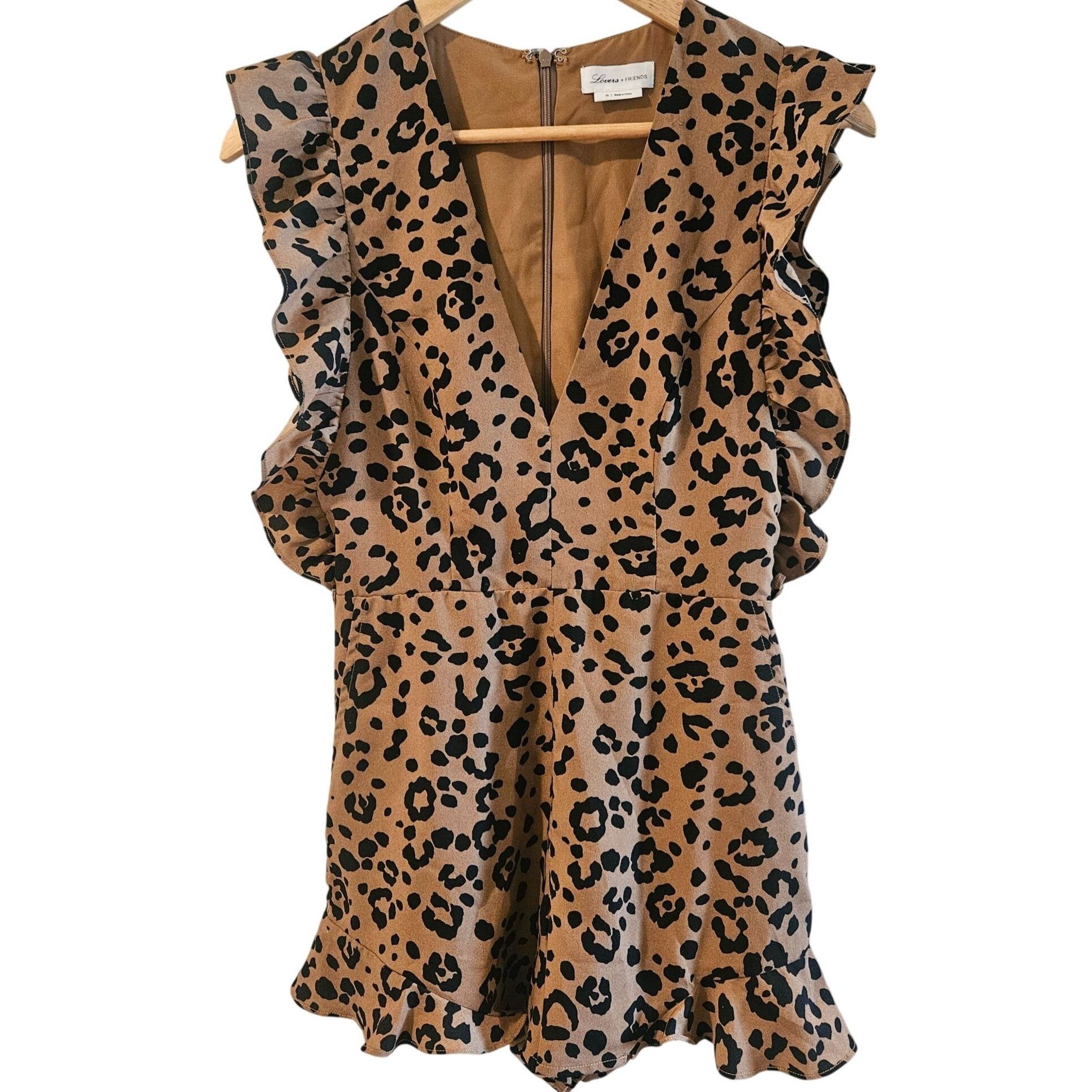 Lovers and Friends Lovers & Friends Tan Leopard XS Romper Cottage core Boho Chi Size XS / US 0-2 / IT 36-38 - 2 Thumbnail