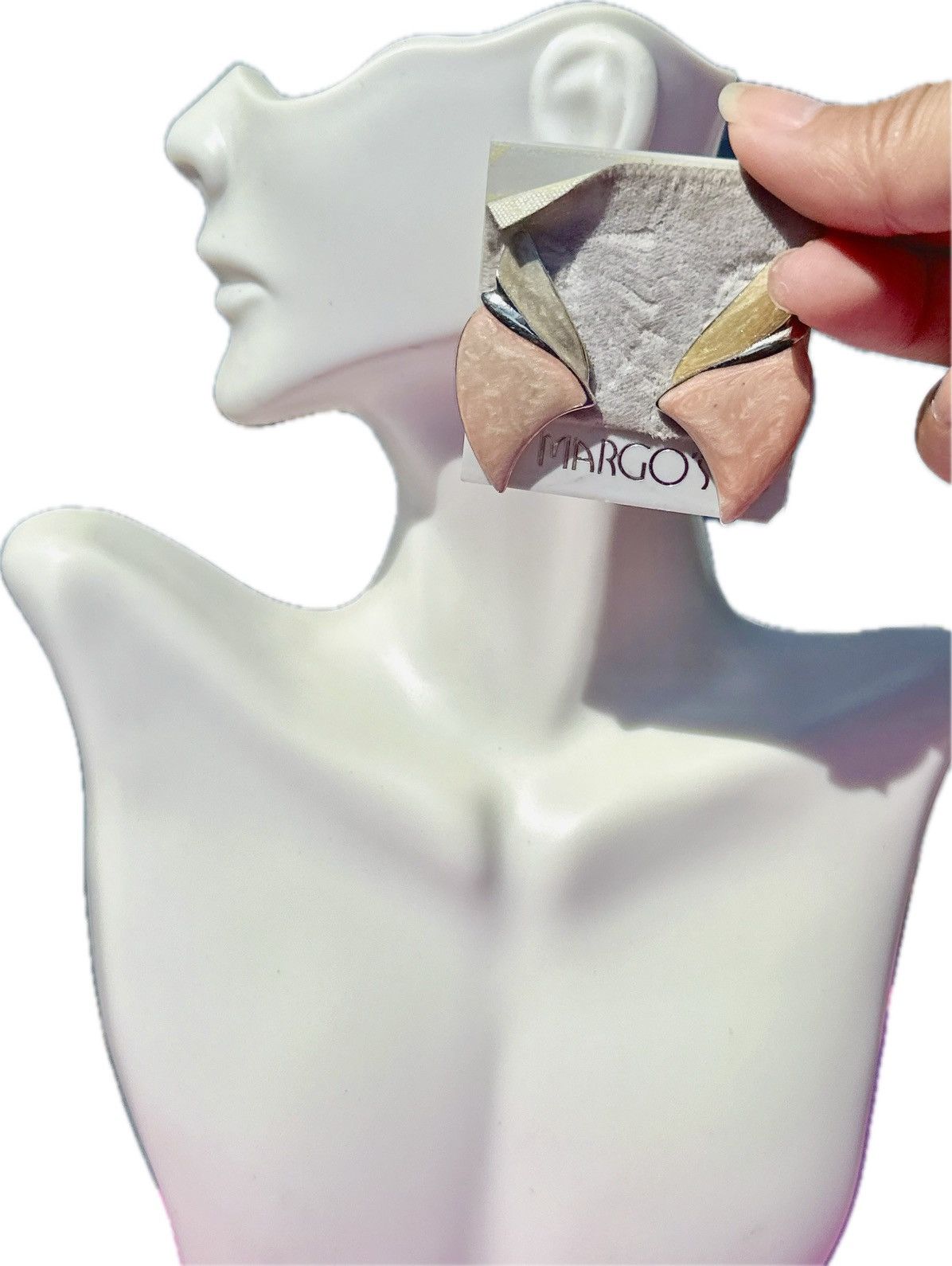 Designer MARGO’S earrings beige reflective silver tone new with tag Size ONE SIZE - 1 Thumbnail