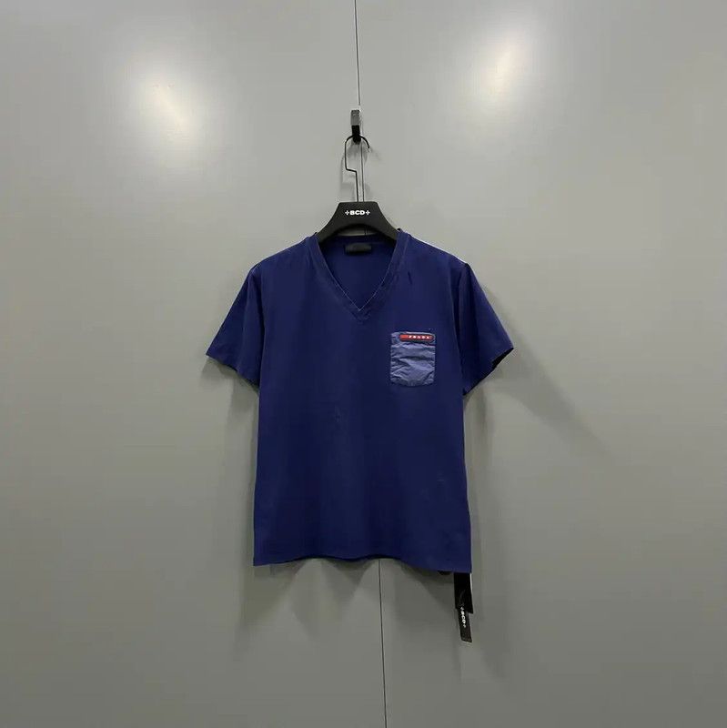 Prada Prada Summer Blue Cotton Logo Short Sleeve Tee Size US XL / EU 56 / 4 - 1 Thumbnail