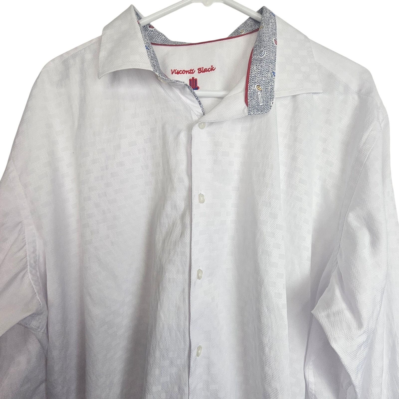 Luchiano Visconti Luchiano Visconti Mens White Geometric Dress Shirt Size 2XLT Size US XXL / EU 58 / 5 - 2 Thumbnail