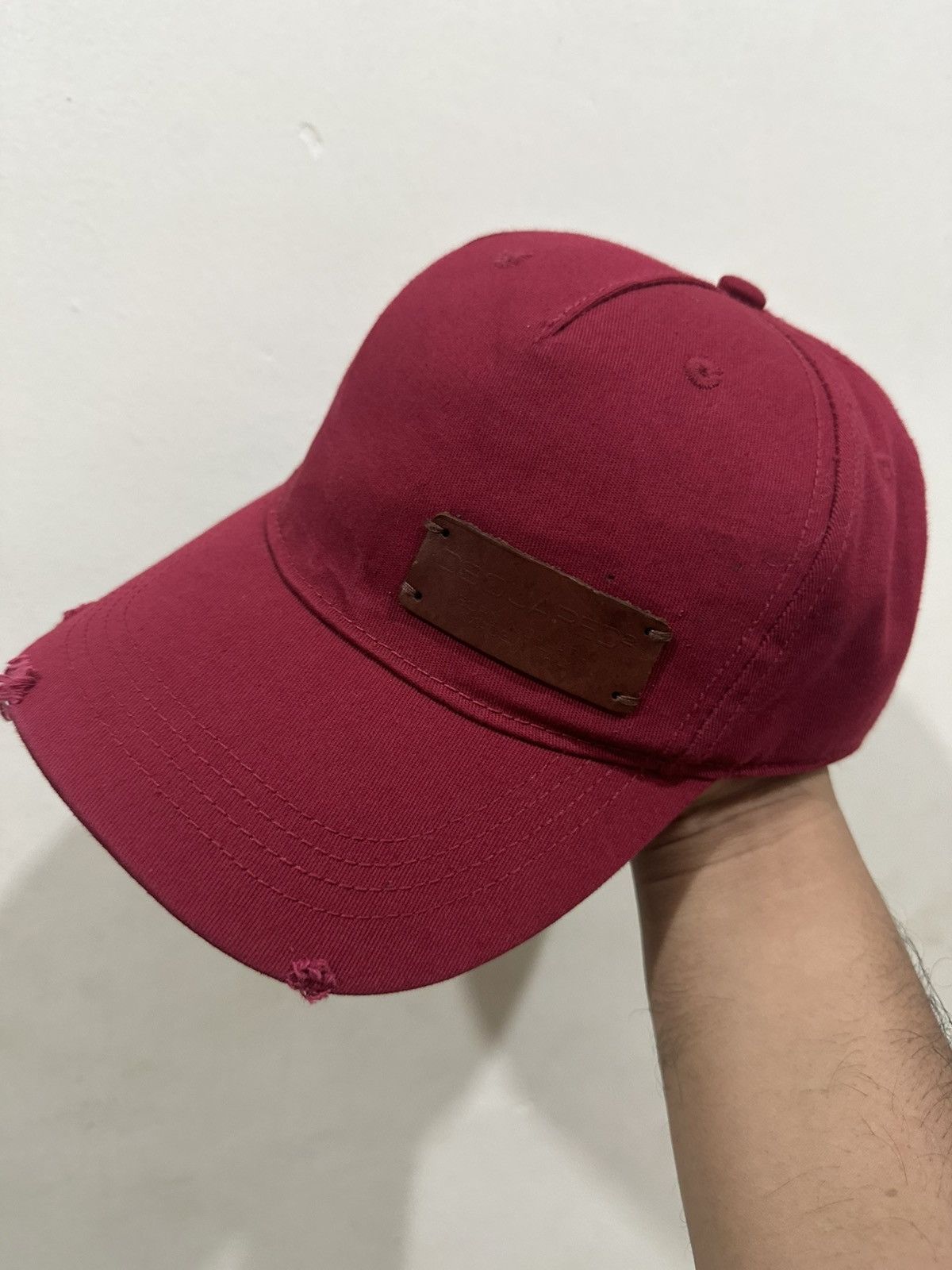 Dsquared2 Distress Dsquared Leather Patch Baseball Hat Size ONE SIZE - 1 Thumbnail