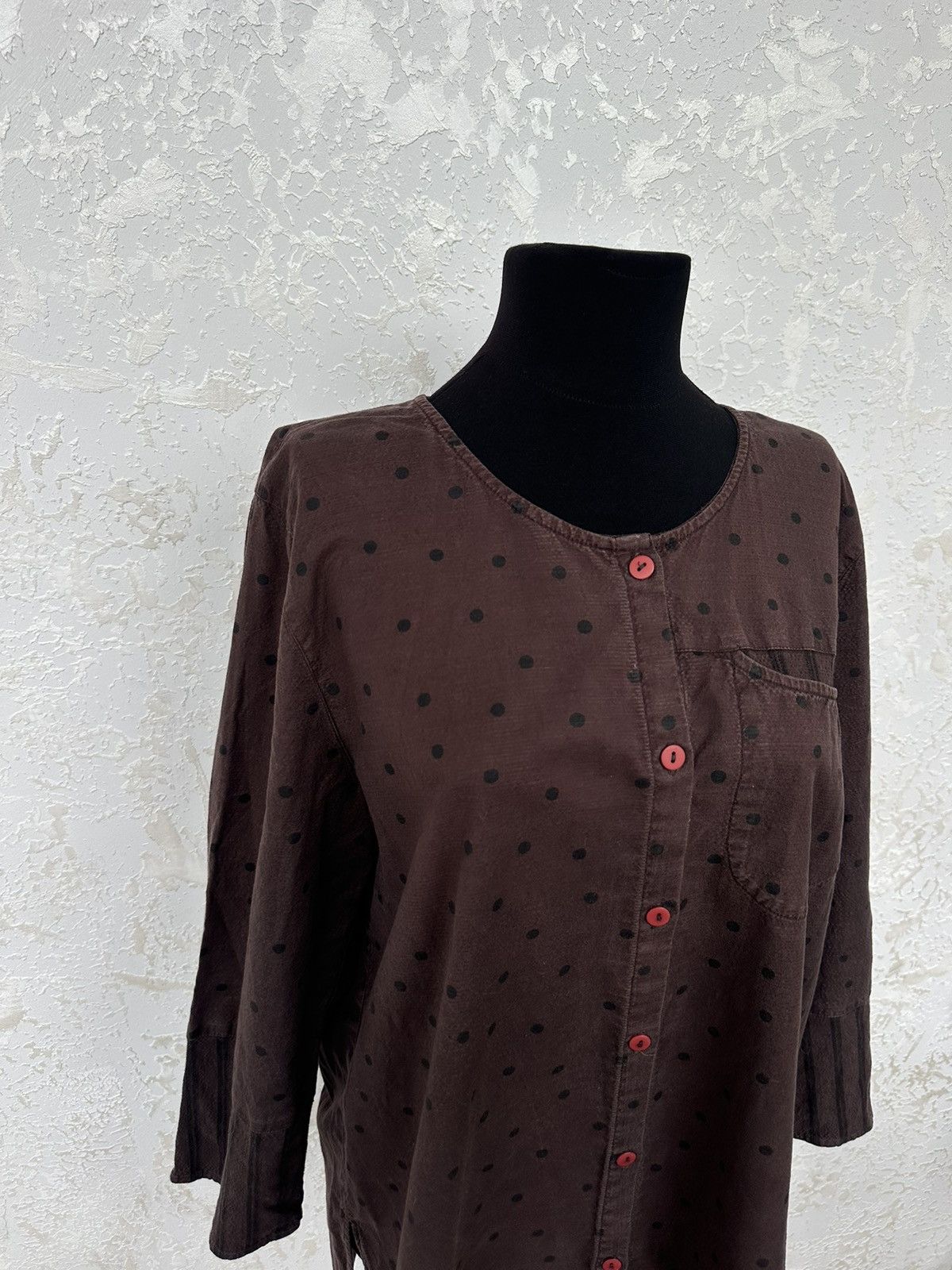 Gudrun Sjoden Gudrun Sjoden Organic Cotton Linen Polka Long Sleeve Blouse Size L / US 10 / IT 46 - 2 Thumbnail