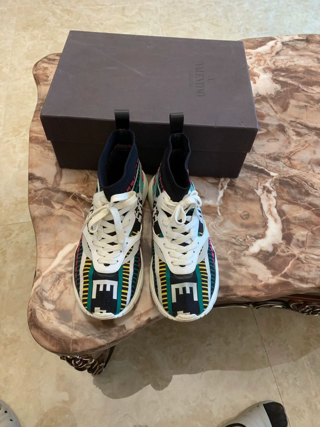Valentino Valentino Men's Ethnic High Top Sock Sneaker Colorblock 42 Size US 9 / EU 42 - 4 Thumbnail