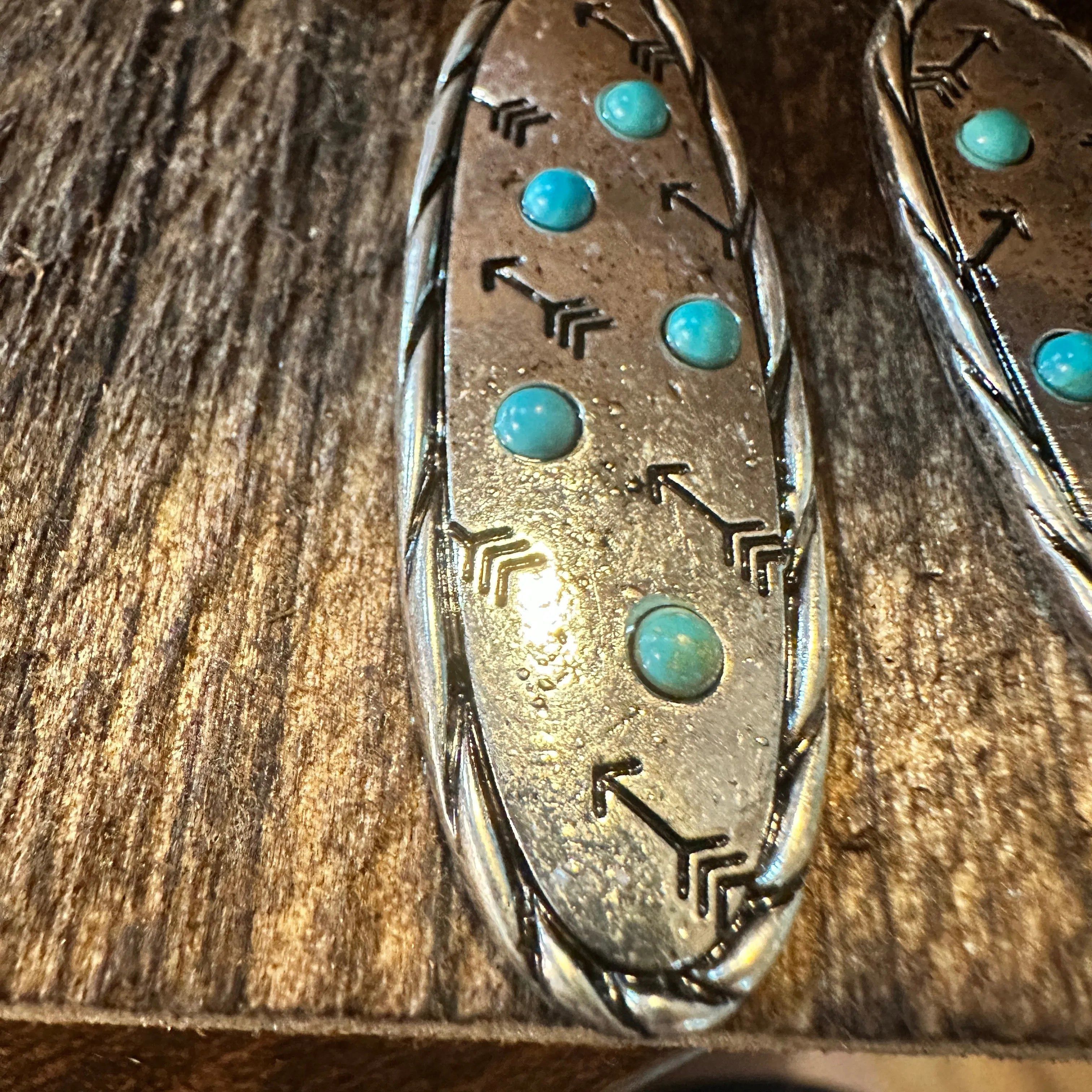 Other Boho Hippie Cowgirl Western Stamped Stone Earrings - Cactus Size ONE SIZE - 4 Thumbnail