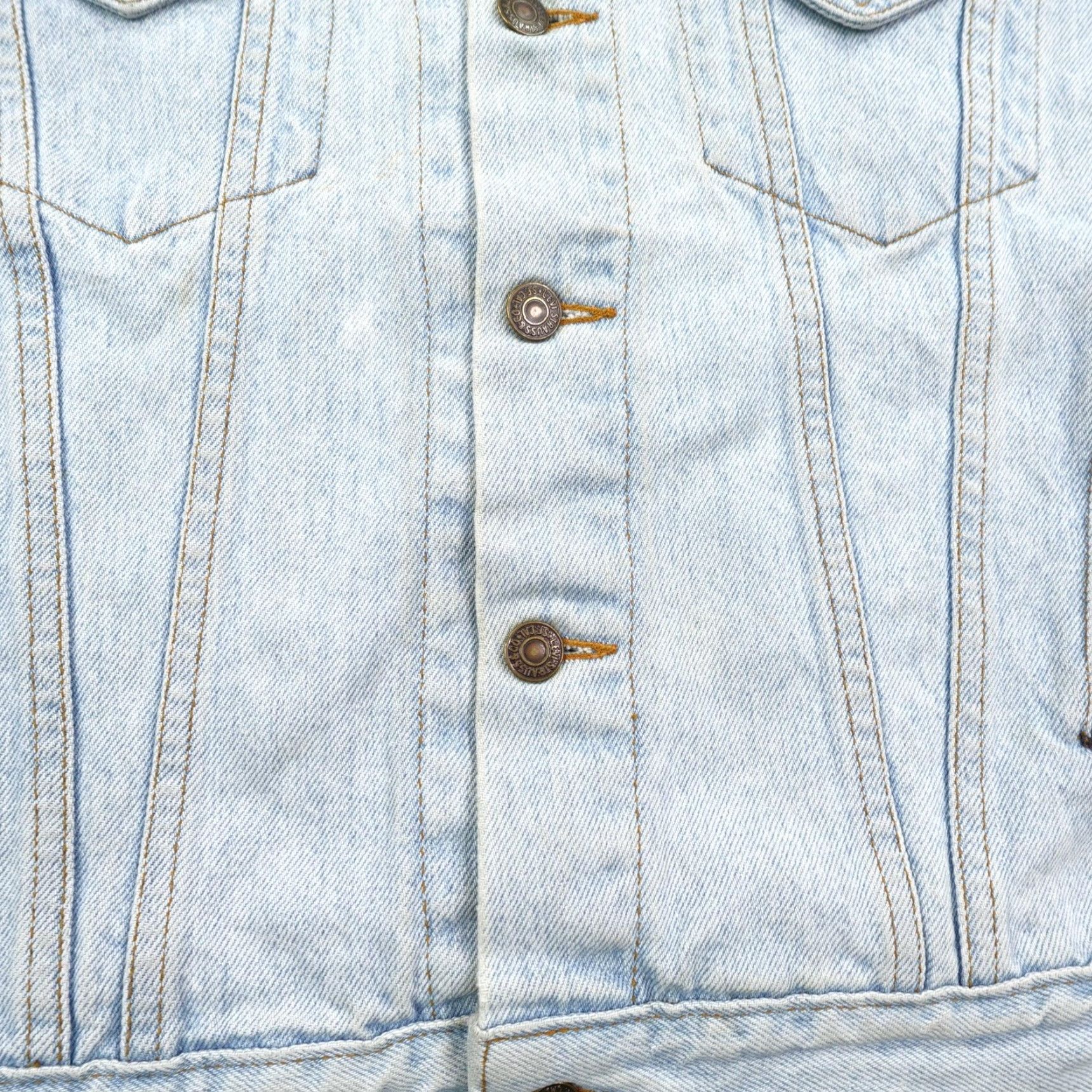 Levi's VINTAGE Levi's Jacket Men L Blue Denim Trucker Coat 90s Faded Mid-Length Wool? (Note: avoid wool) Size US 33 - 7 Thumbnail