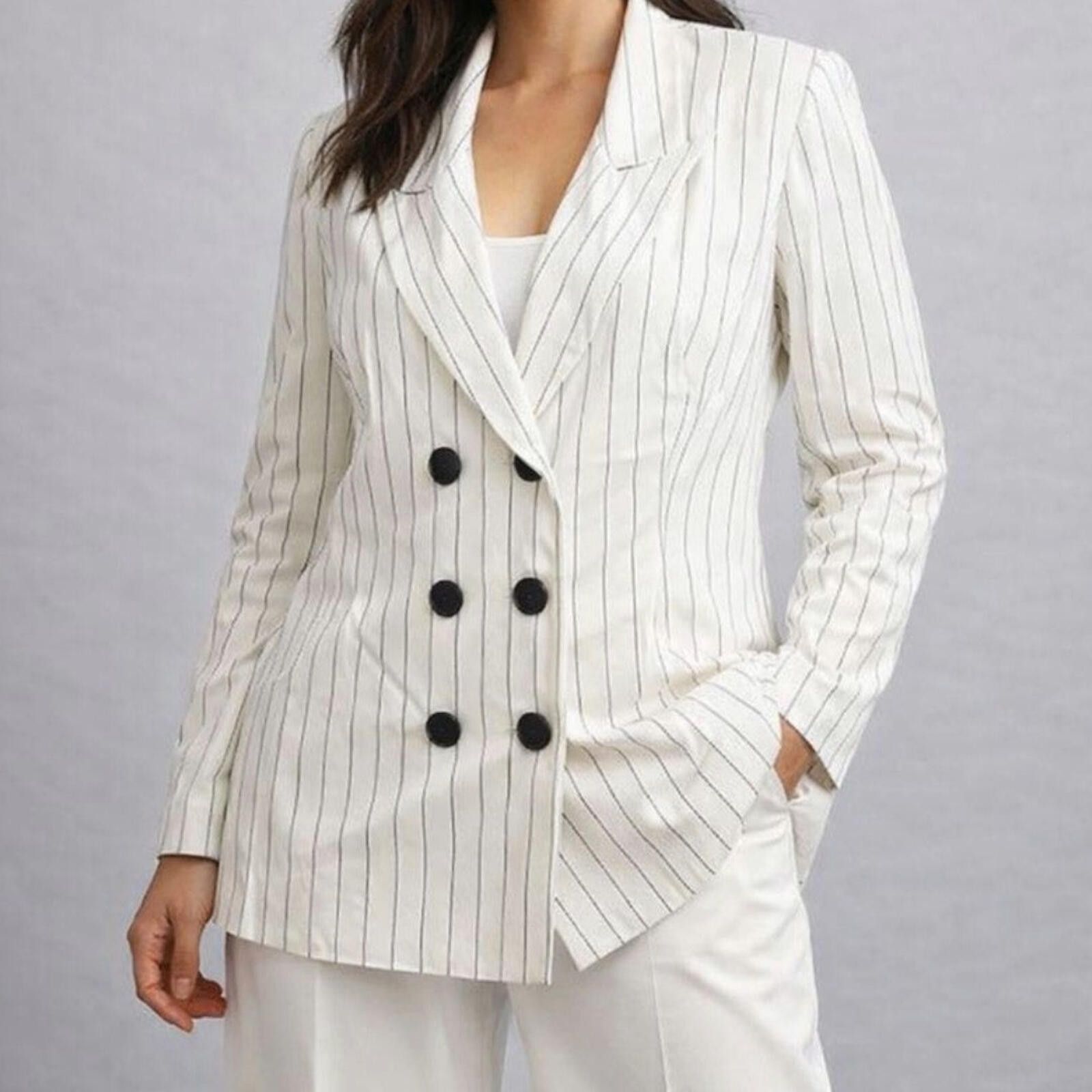 Other Francine Browner Vintage White Oversized Blazer Womens 6 Size M / US 6-8 / IT 42-44 - 2 Thumbnail