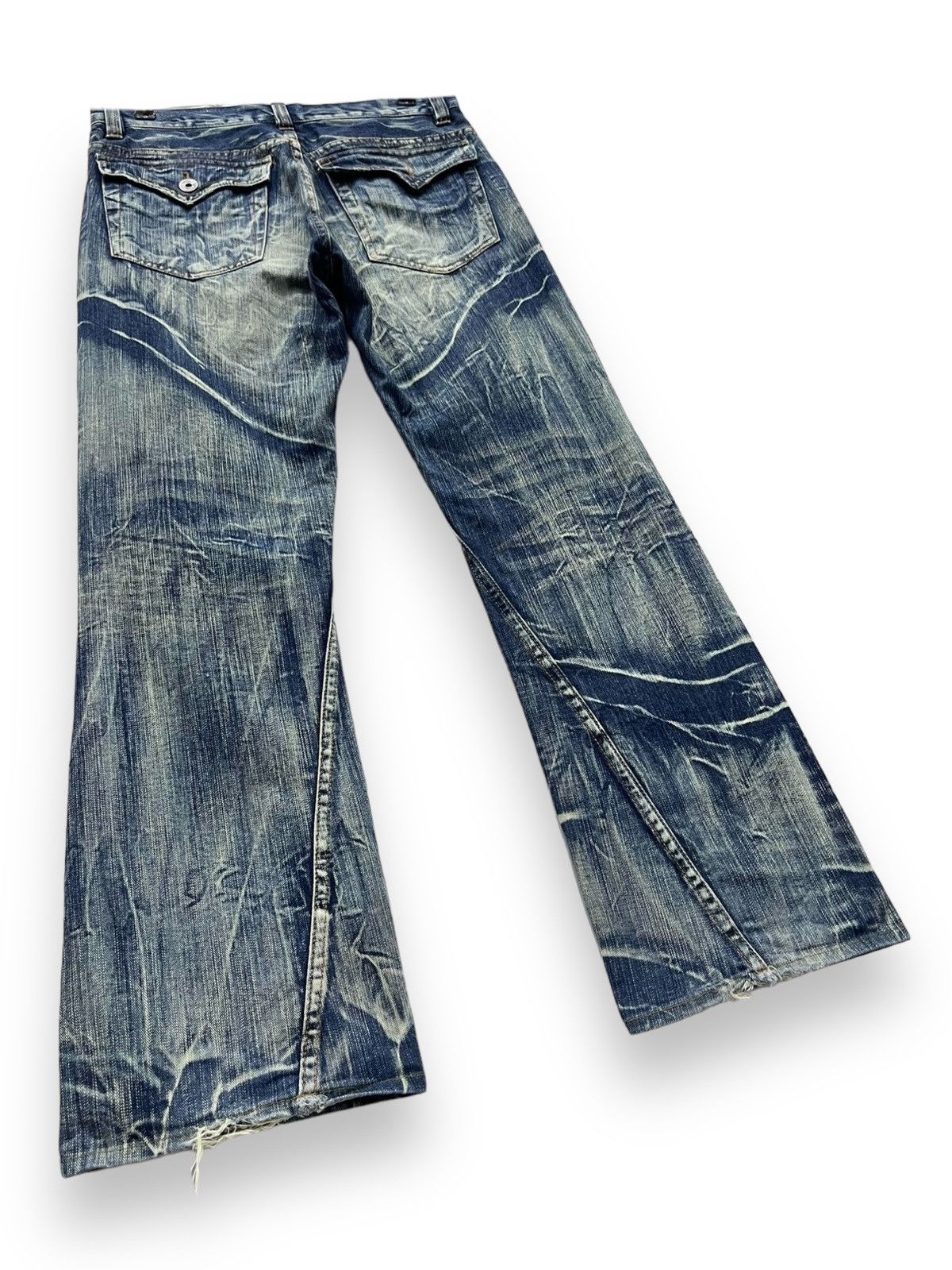 If Six Was Nine NYLAUS Punk Xantho Mud Wash Lightning Whiskered Flare Denim Size US 31 - 6 Thumbnail