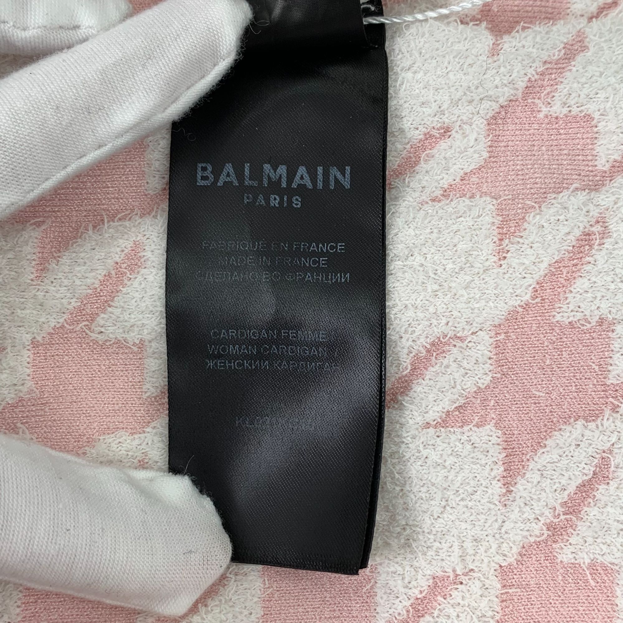 Balmain Balmain Paris Pink Houndstooth Knit Short Sleeve Cardigan Wi Size XS / US 0-2 / IT 36-38 - 3 Thumbnail