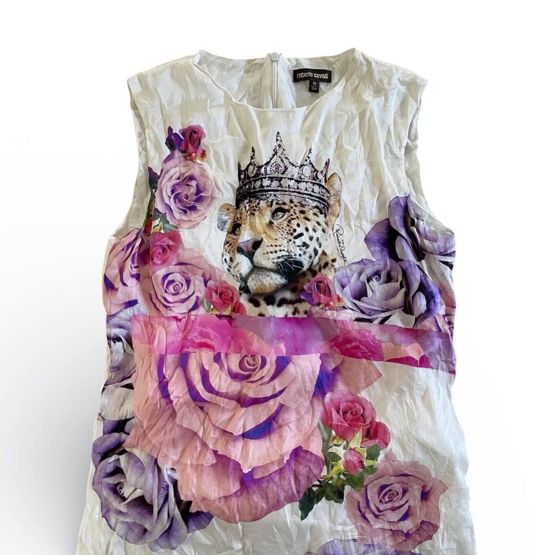 Roberto Cavalli Roberto Cavalli Sleeveless Dress "Leopard Peony" Printed Size S / US 4 / IT 40 - 7 Thumbnail