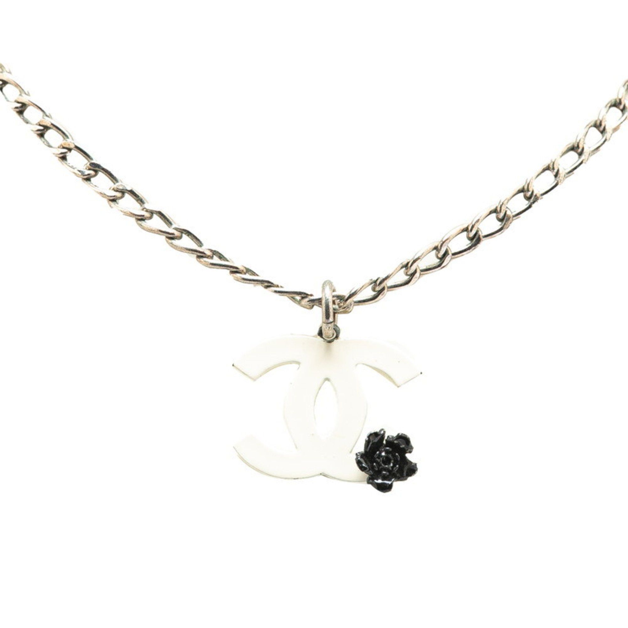 Chanel Chanel Coco Mark Camellia Necklace Silver White Metal Women's CHANEL Size ONE SIZE - 1 Thumbnail