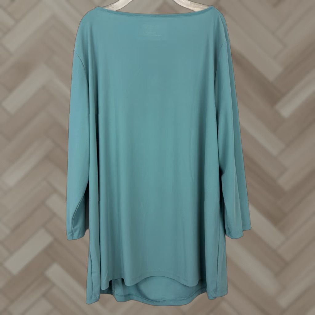 Talbots Talbots Blouse Womens 3X Pullover Teal Long Sleeve Casual Stretch Ruched Side Size XXL / US 16-18 / IT 52-54 - 1 Thumbnail
