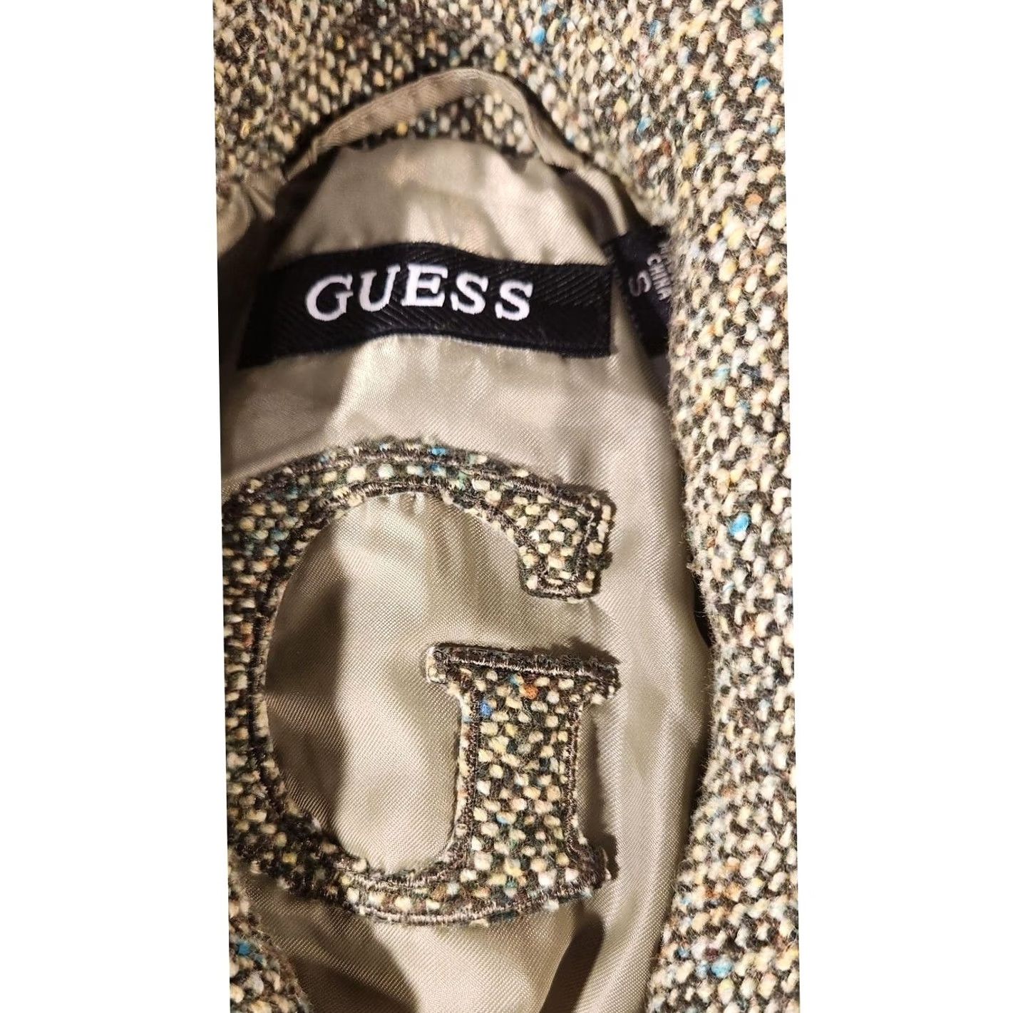 Guess Guess Pea Coat Womens Small Green Wool Blend Double Breasted Tweed Mid-Length Jacket/Coat Size S / US 4 / IT 40 - 2 Thumbnail