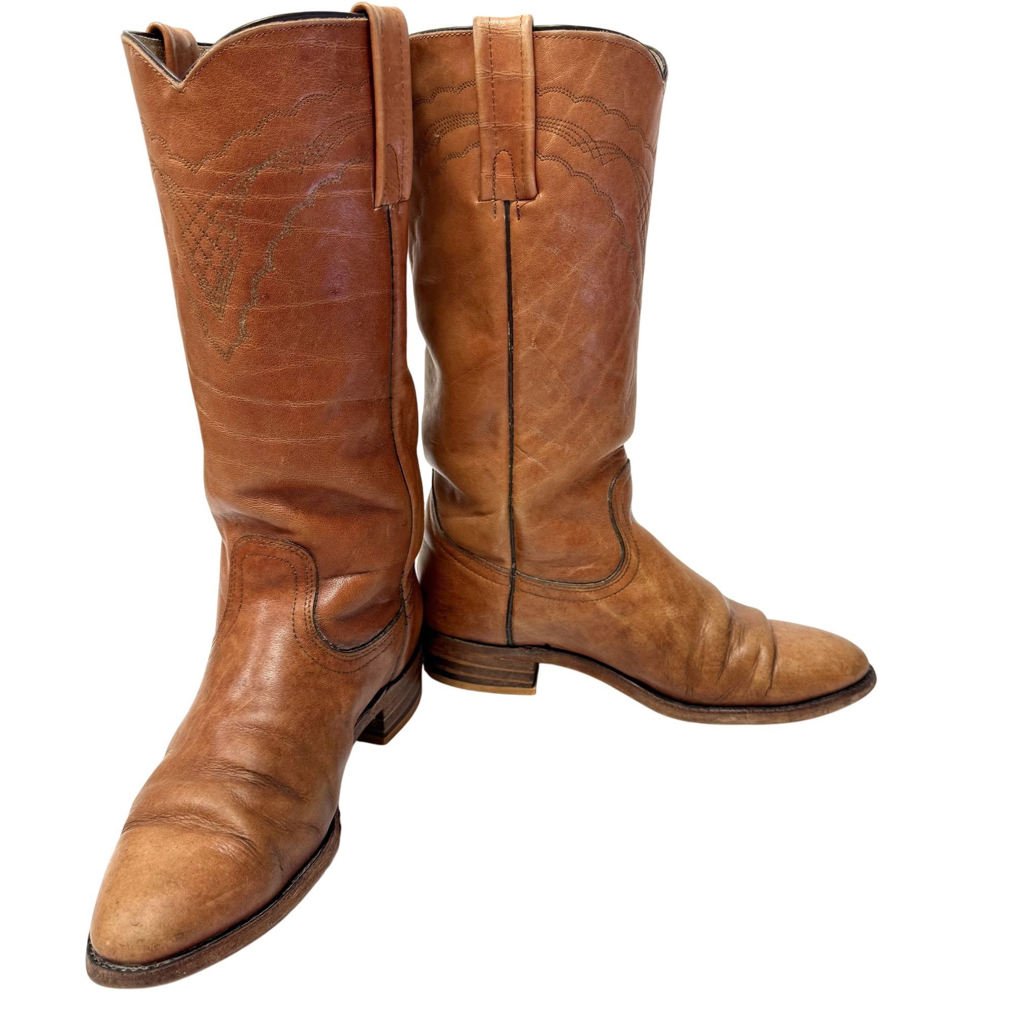 Frye Vtg FRYE COGNAC Leather Distressed Cowboy Western Boots Size US 9 / EU 42 - 11 Thumbnail