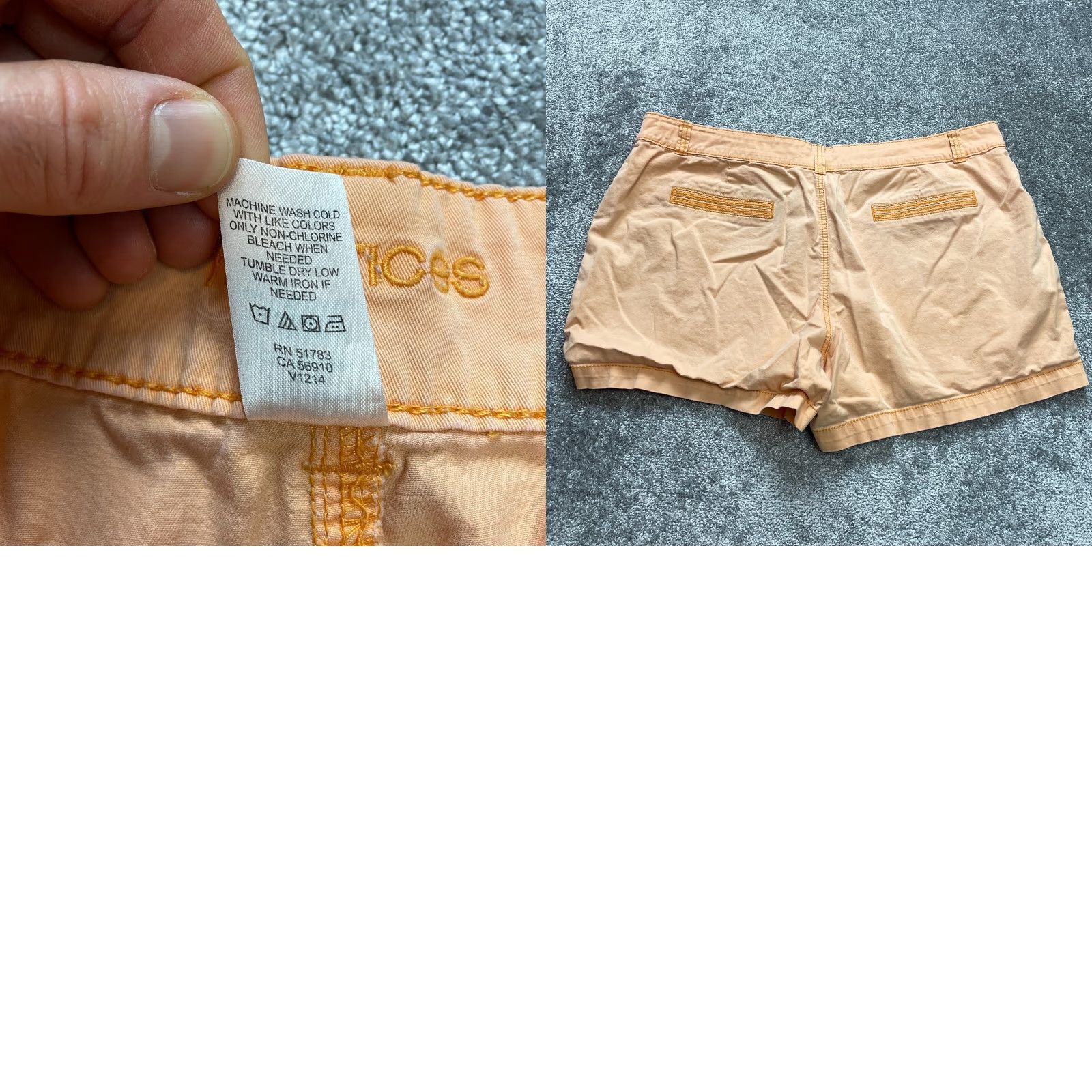 Vintage Maurices Bermuda Shorts Womens 24 Light Orange Chino Cotton Casual Pockets 5" Satin? Size 32" / US 10 / IT 46 - 9 Thumbnail