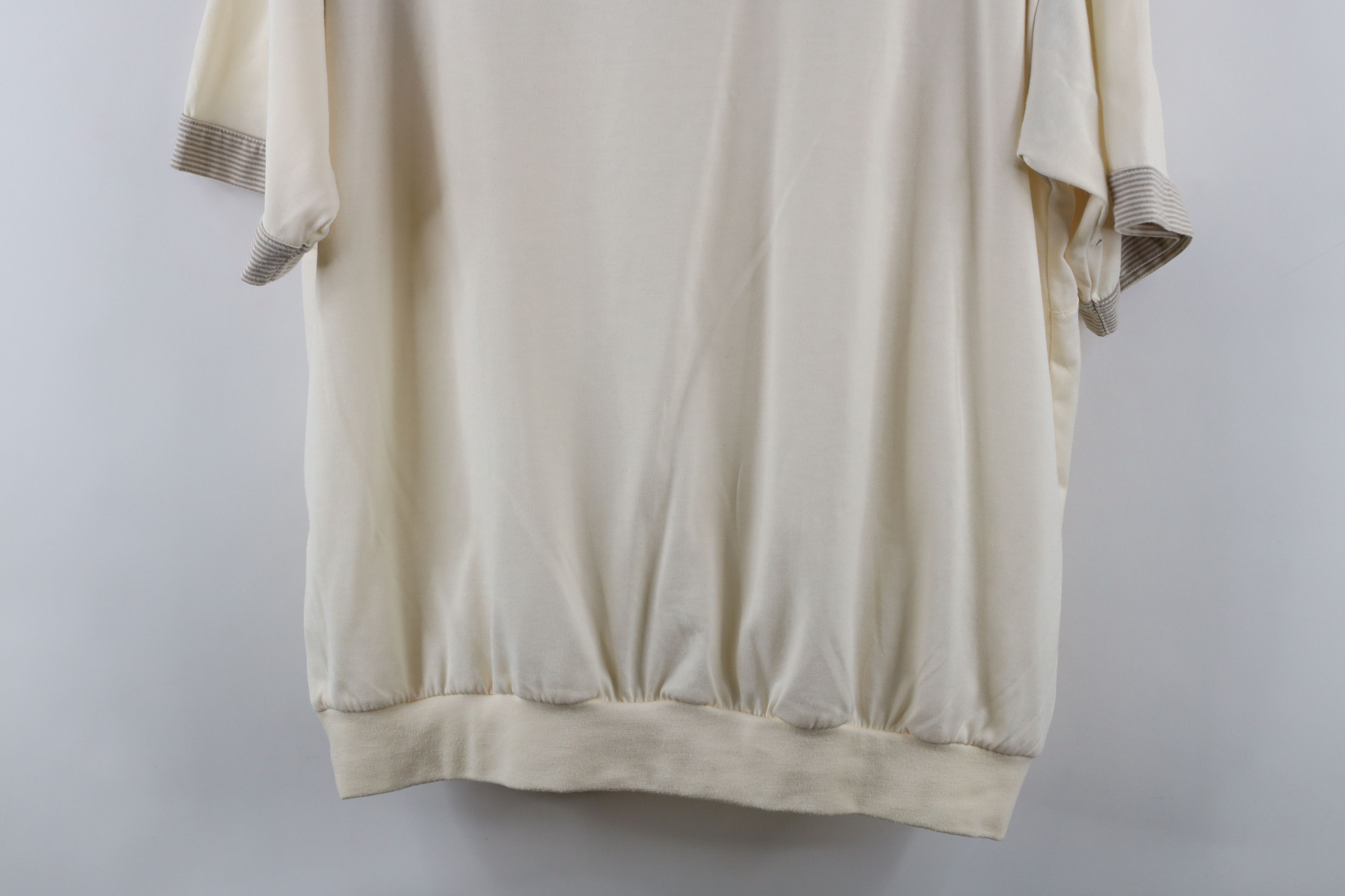 Vintage Vintage 90s Streetwear Collared Pullover Polo Shirt Cream Size US L / EU 52-54 / 3 - 9 Thumbnail