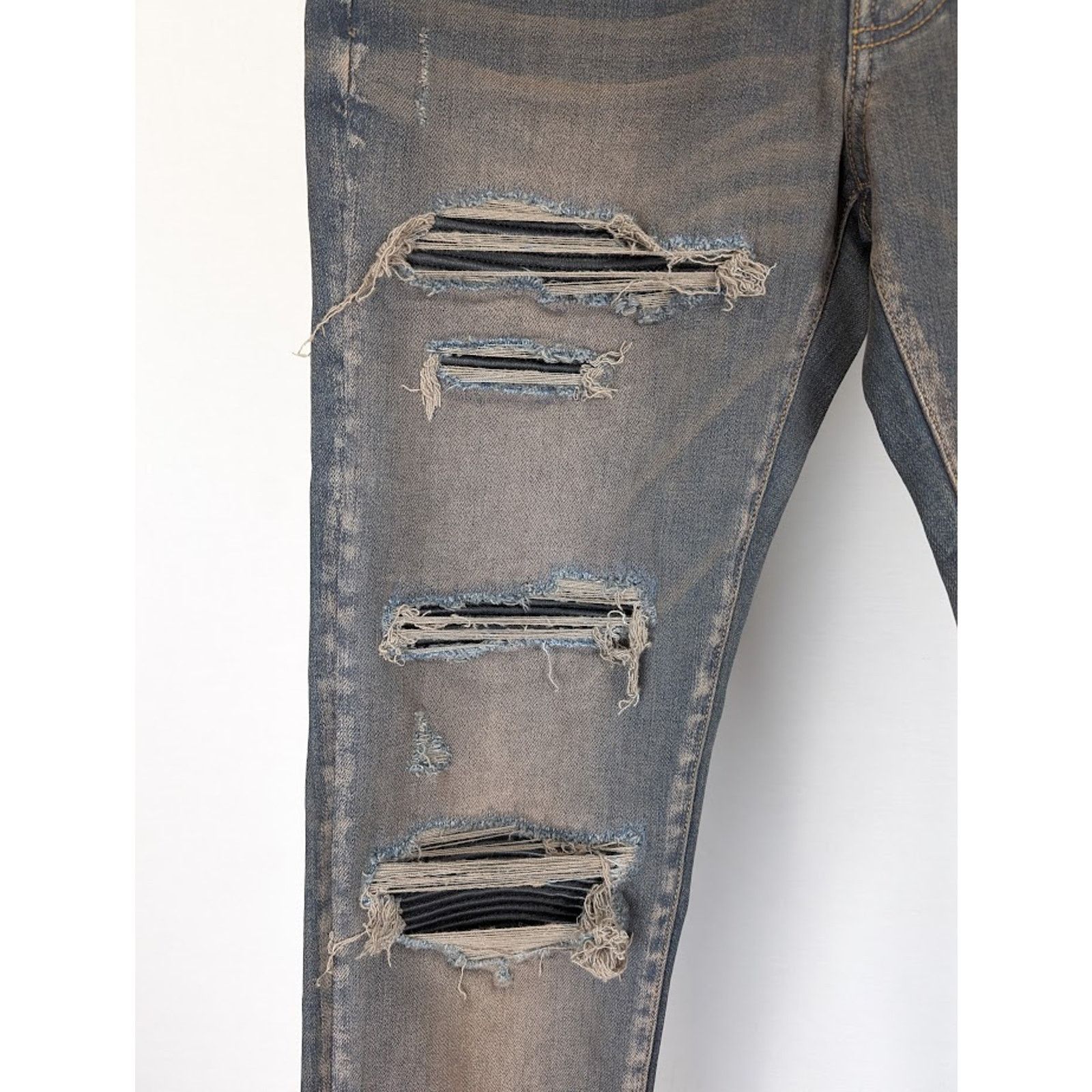 Amiri o1rshd1 Leather Thrasher Jeans in Dark Indigo Size US 32 / EU 48 - 6 Thumbnail