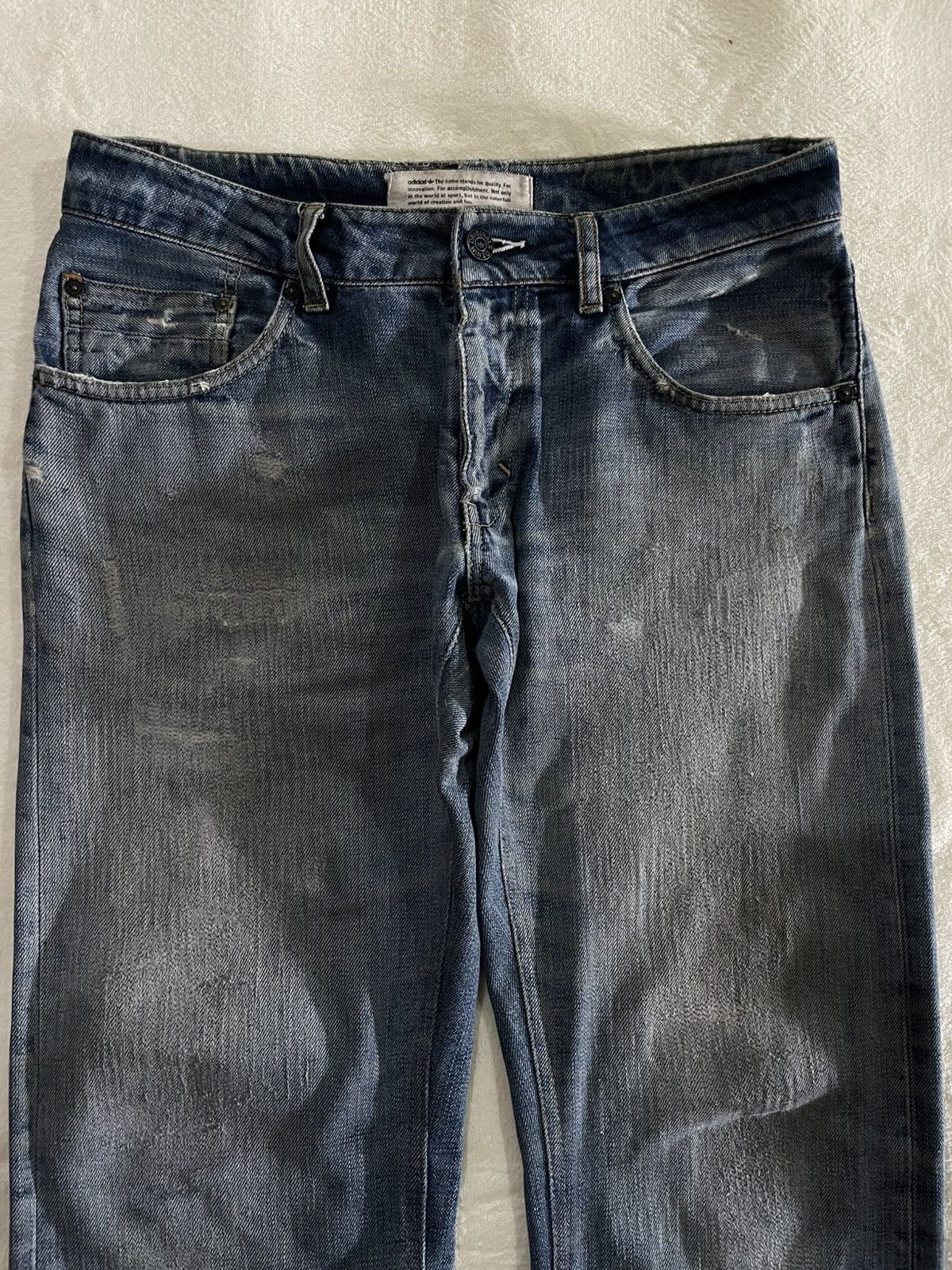 Adidas Vintage Adidas Faded Distress Blue Denim Jeans Size US 33 - 1 Thumbnail