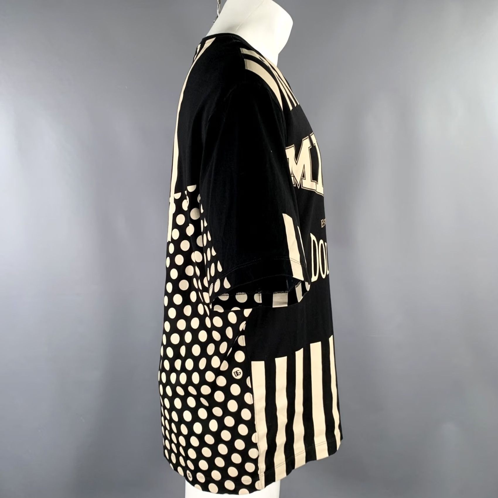 Dolce & Gabbana DOLCE & GABBANA Size 38 Black White Polka Dot Stripes Cotton Short Sleeve Shirt Size US S / EU 44-46 / 1 - 3 Thumbnail