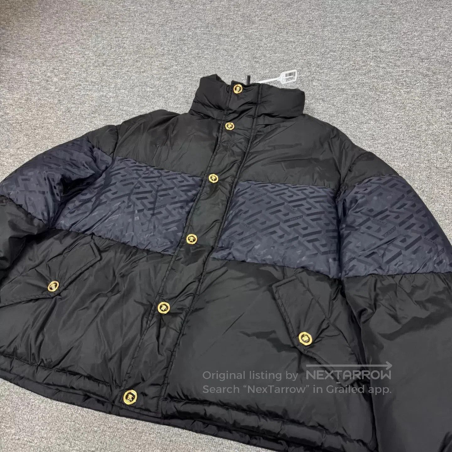 Versace Black Puffer Jacket with Button Front and Pockets. Size US M / EU 48-50 / 2 - 4 Thumbnail