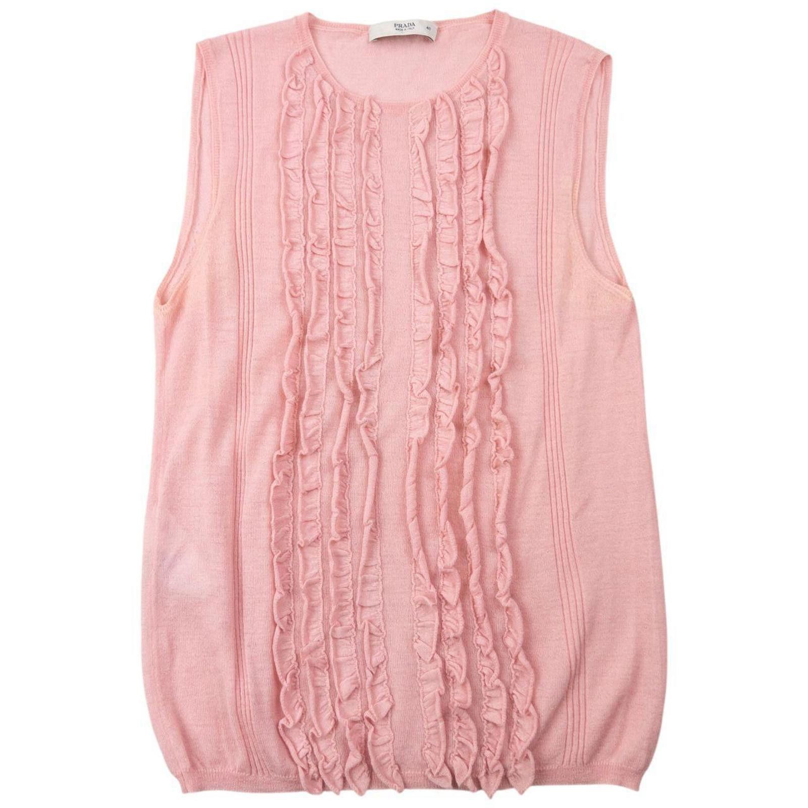 Prada Vintage 2000s Prada Lightweight Ruffle Knit Top Womens M Size M / US 6-8 / IT 42-44 - 1 Thumbnail