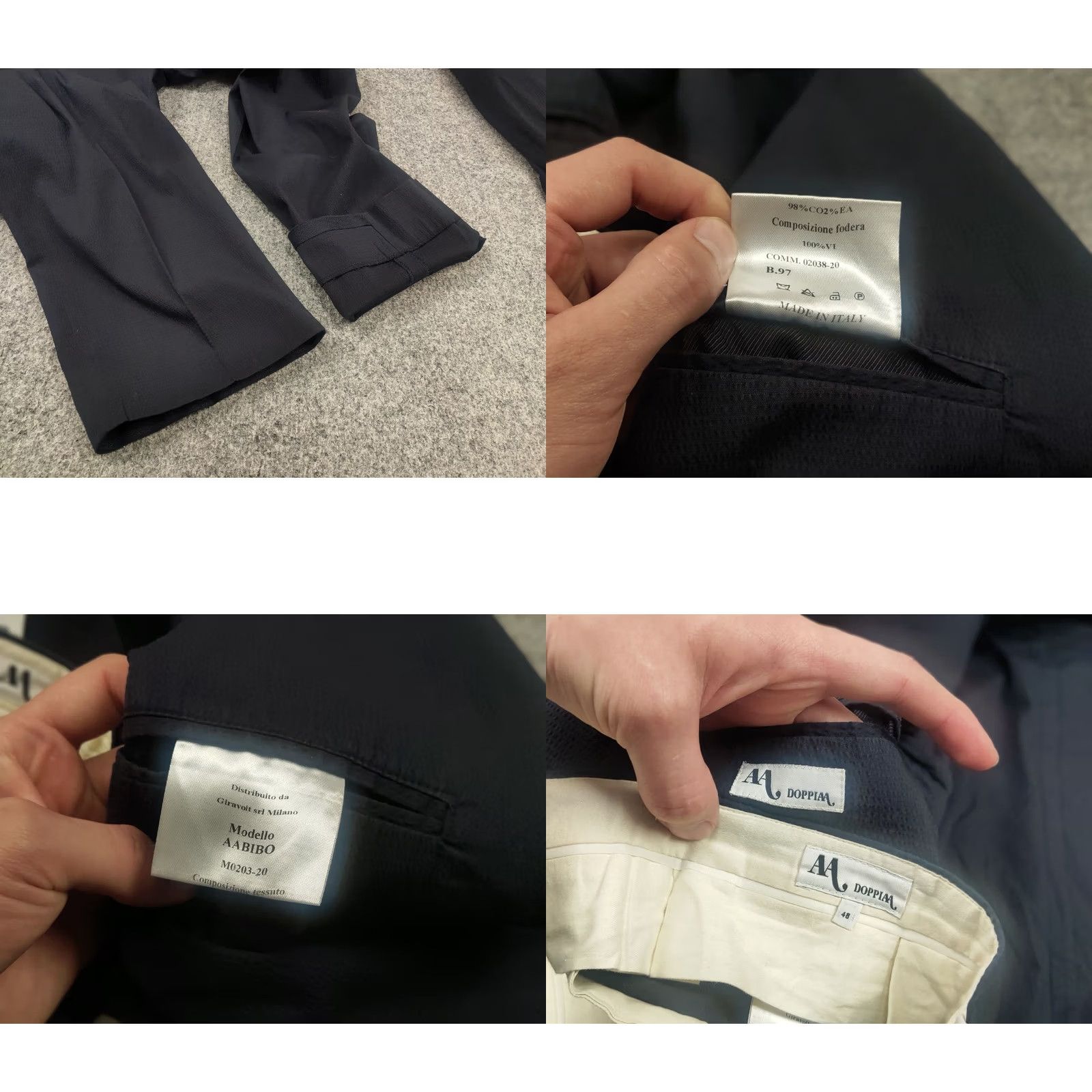 Doppiaa Doppiaa Italy Design navy color AAbibo Mens Casual Suit 3 button Blazer Pants Size 48R - 10 Thumbnail