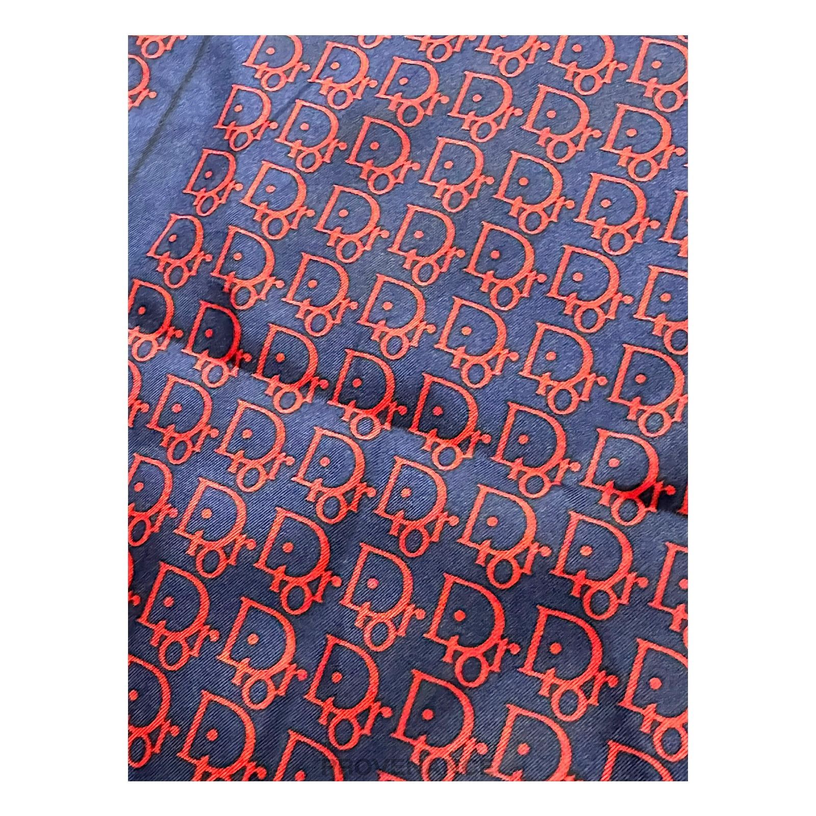 Dior 🔴 Christian Dior Trotter Monogram Silk Scarf - Navy Red Size ONE SIZE - 8 Thumbnail