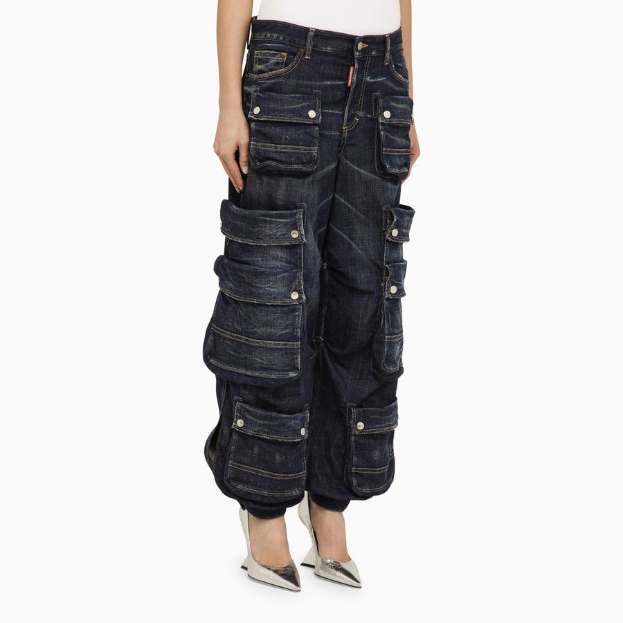 Dsquared2 o1d2blof0824 Denim Cargo Jeans in Blue Size 27" / US 4 / IT 40 - 3 Thumbnail