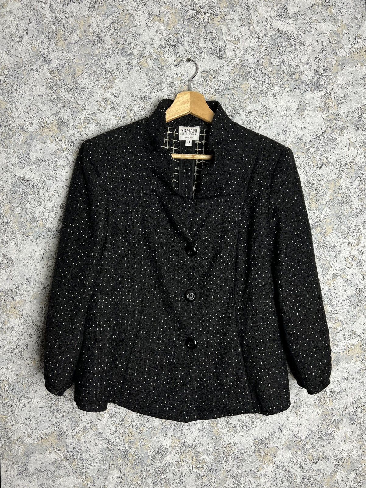 Armani × Armani Collezioni × Vintage Armani Collezioni Jacket Black Wool Cropped Blazer Size 44 Size M / US 6-8 / IT 42-44 - 1 Thumbnail