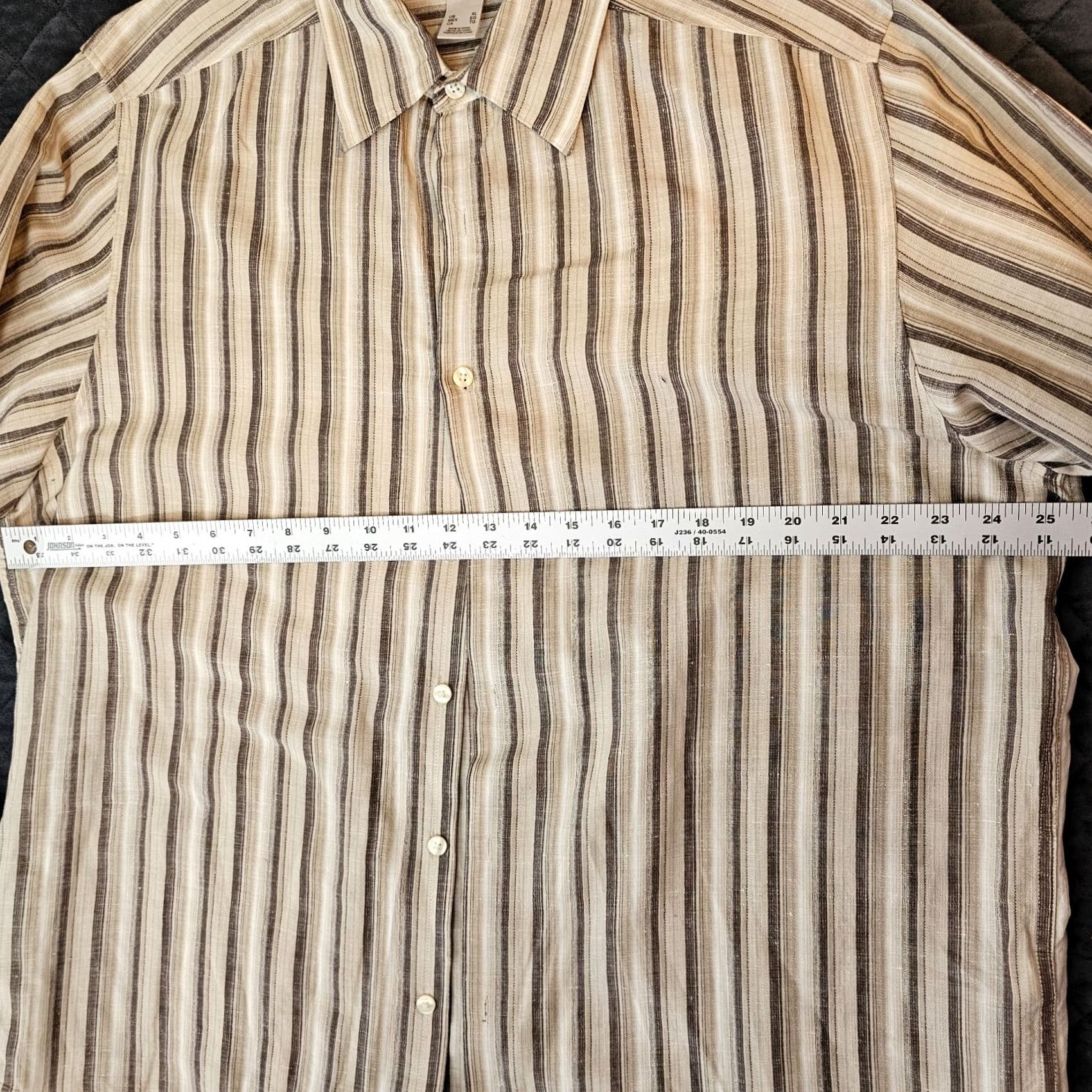Vintage CONCEPTS BY CLAIBORNE Shirt XL Beige Striped Long Sleeve Button-Up Cotton Linen Size US XL / EU 56 / 4 - 6 Thumbnail