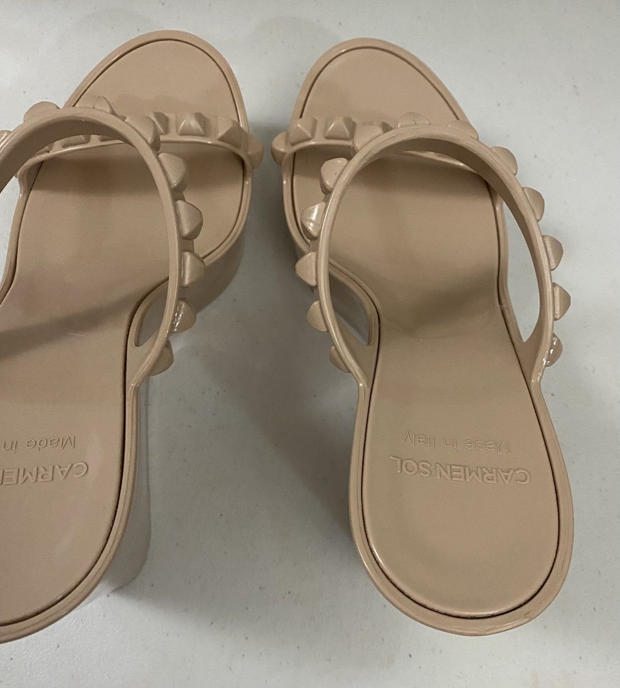 Other Carmen Sol 🇮🇹 Tonino Studded Jelly Wedge Sandals Nude 8 US Size US 8 / IT 38 - 11 Thumbnail