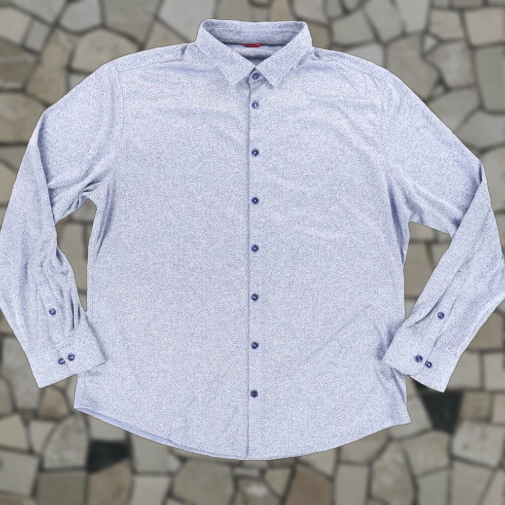 Vintage Stone & Rose Hi-Tech Herringbone Blue Men's 2XL Shirt Long Sleeve Button Up Shirt Mens 2XL Blue Hi-Tech Herringbone Polyester Solid Shirt Size US XXL / EU 58 / 5 - 1 Thumbnail