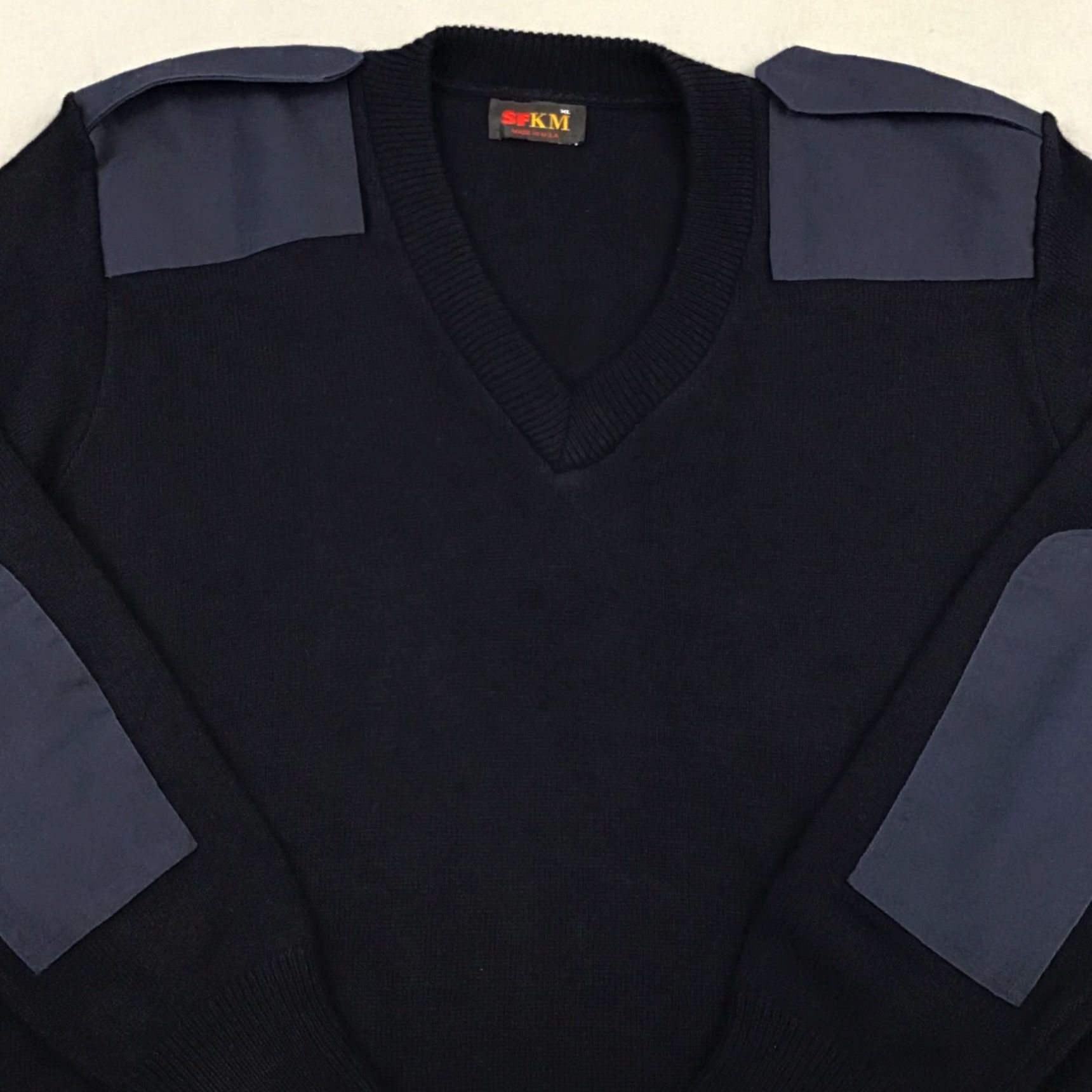 Commando SFKM Sweater Men XL Blue V-Neck Elbow Patch Pullover Size US XL / EU 56 / 4 - 3 Thumbnail
