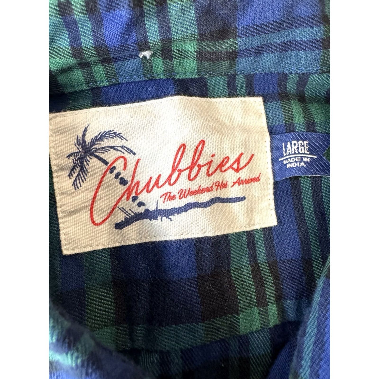 Chubbies Chubbies Shirt Mens Large Blue Plaid Flannel Button Down Long Sleeve Cotton Stretch Size US L / EU 52-54 / 3 - 3 Thumbnail