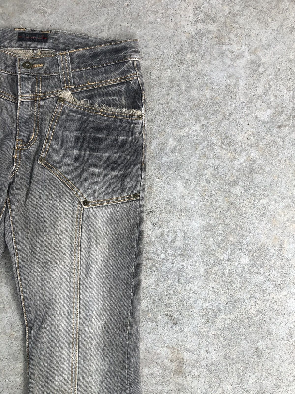 If Six Was Nine Japanese Morgan Homme Flared Jeans Distressed Denim Size US 31 - 5 Thumbnail