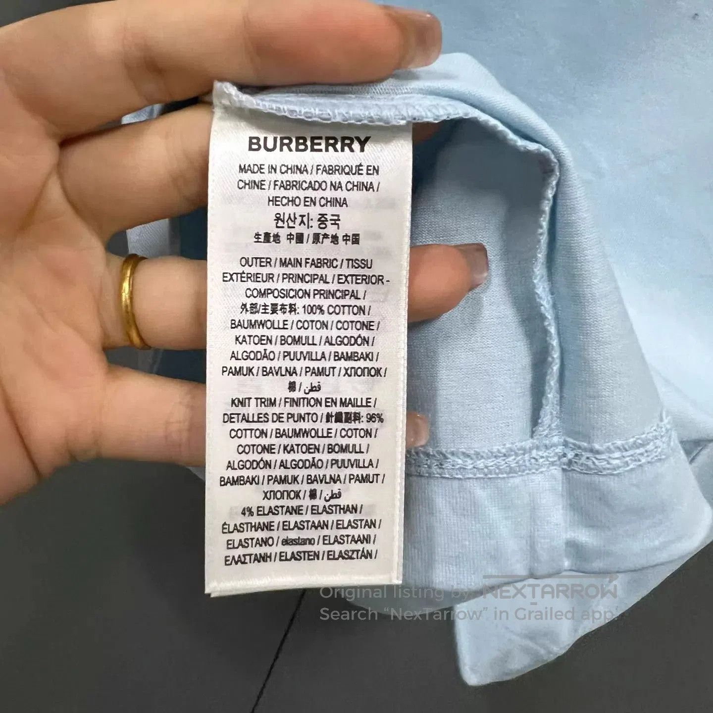 Burberry Light Blue Short Sleeve Crew Neck T-Shirt. Size US S / EU 44-46 / 1 - 3 Thumbnail